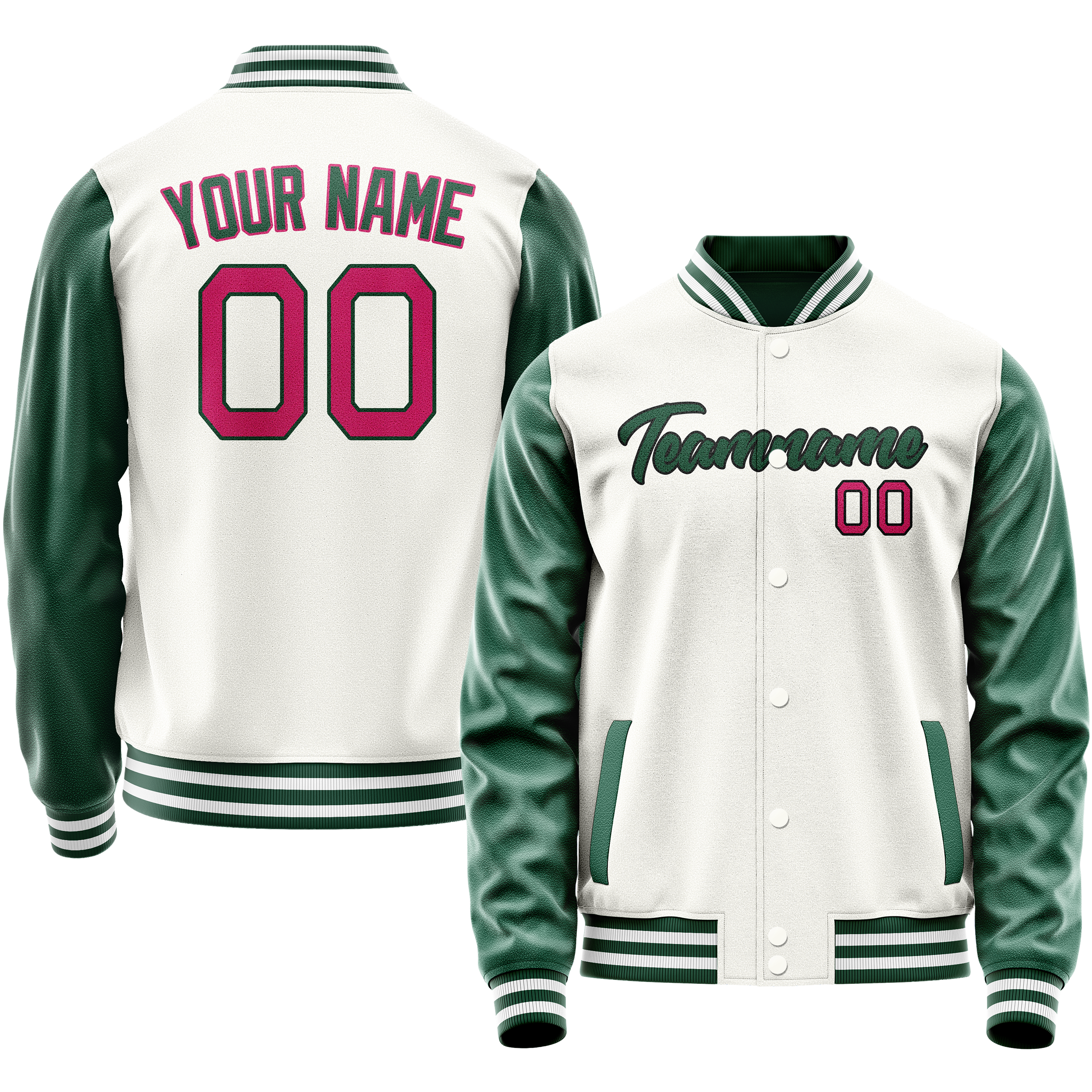 Maßgeschneidertes Weiß Kelly Grün Collegejacke JA02240617LH469
