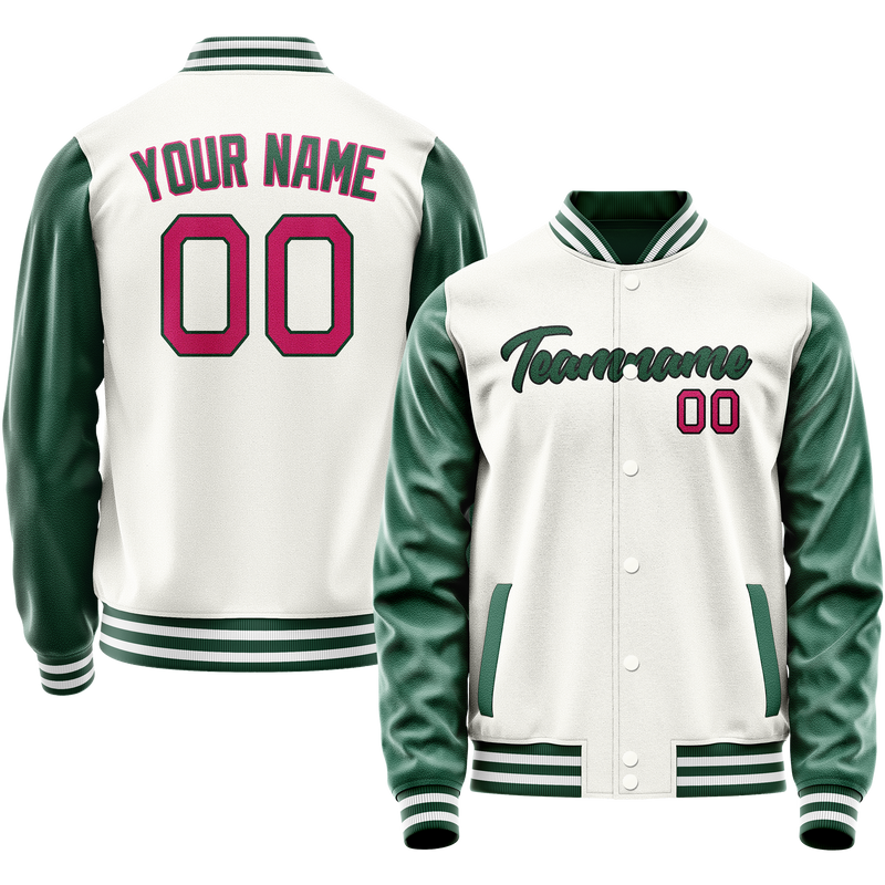 Maßgeschneidertes Weiß Kelly Grün Collegejacke JA02240617LH469