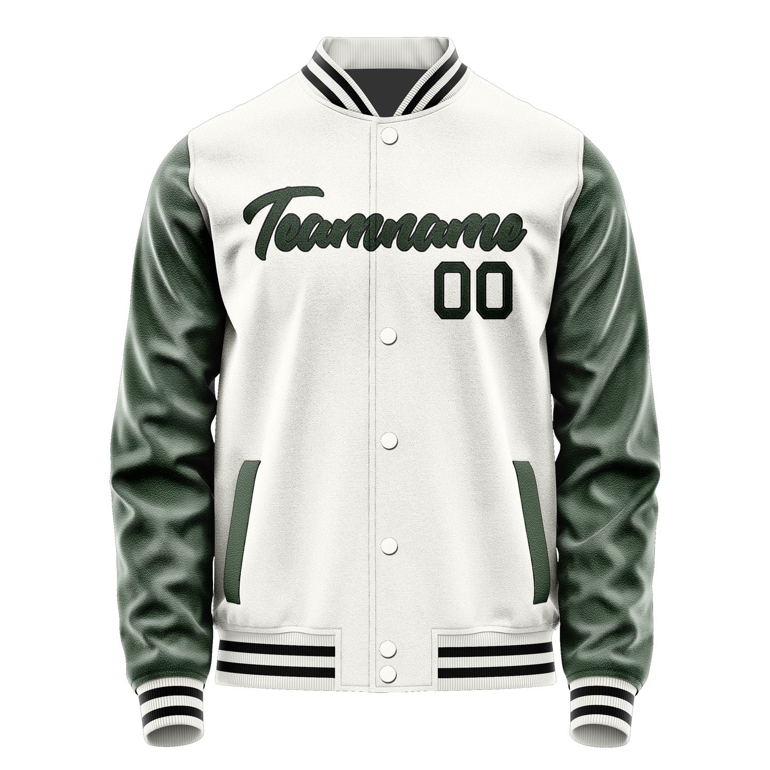 Maßgeschneidertes Weiß Tannengrün Jacke Ja1818061817B21706