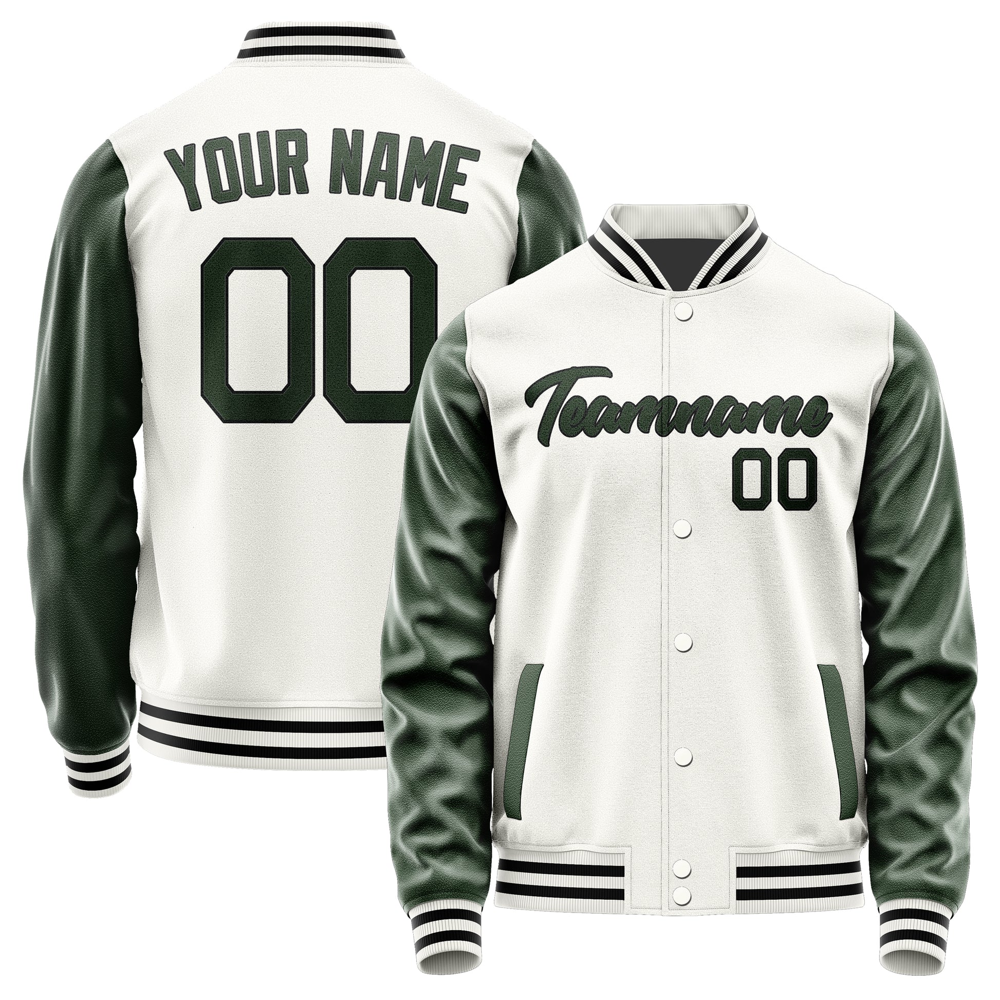 Maßgeschneidertes Weiß Tannengrün Jacke Ja1818061817B21706