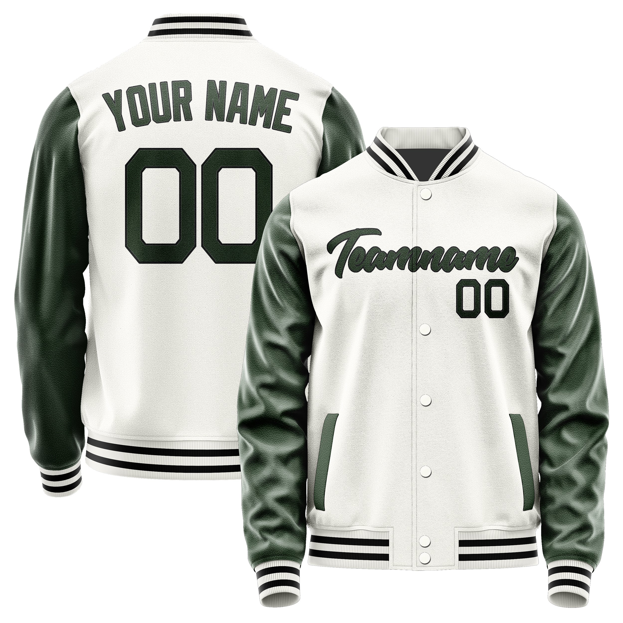 Maßgeschneidertes Weiß Tannengrün Jacke Ja1818061817B21706