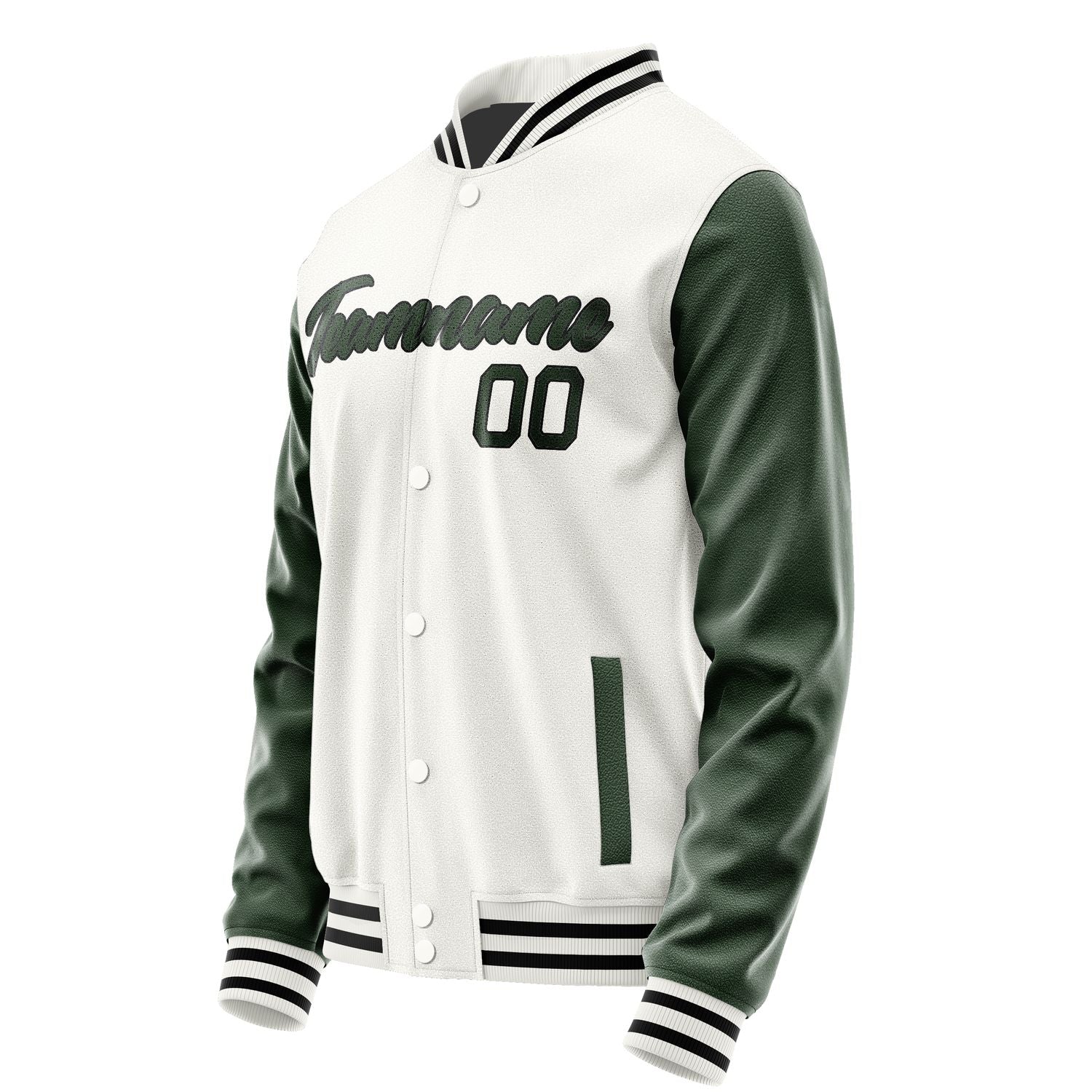 Maßgeschneidertes Weiß Tannengrün Jacke Ja1818061817B21706