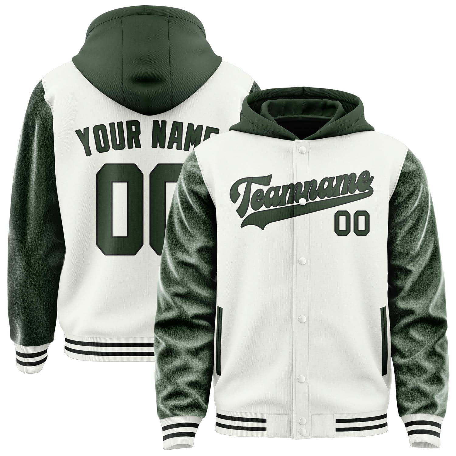 Maßgeschneidertes Weiß Tannengrün Jacke JA181806181717060617