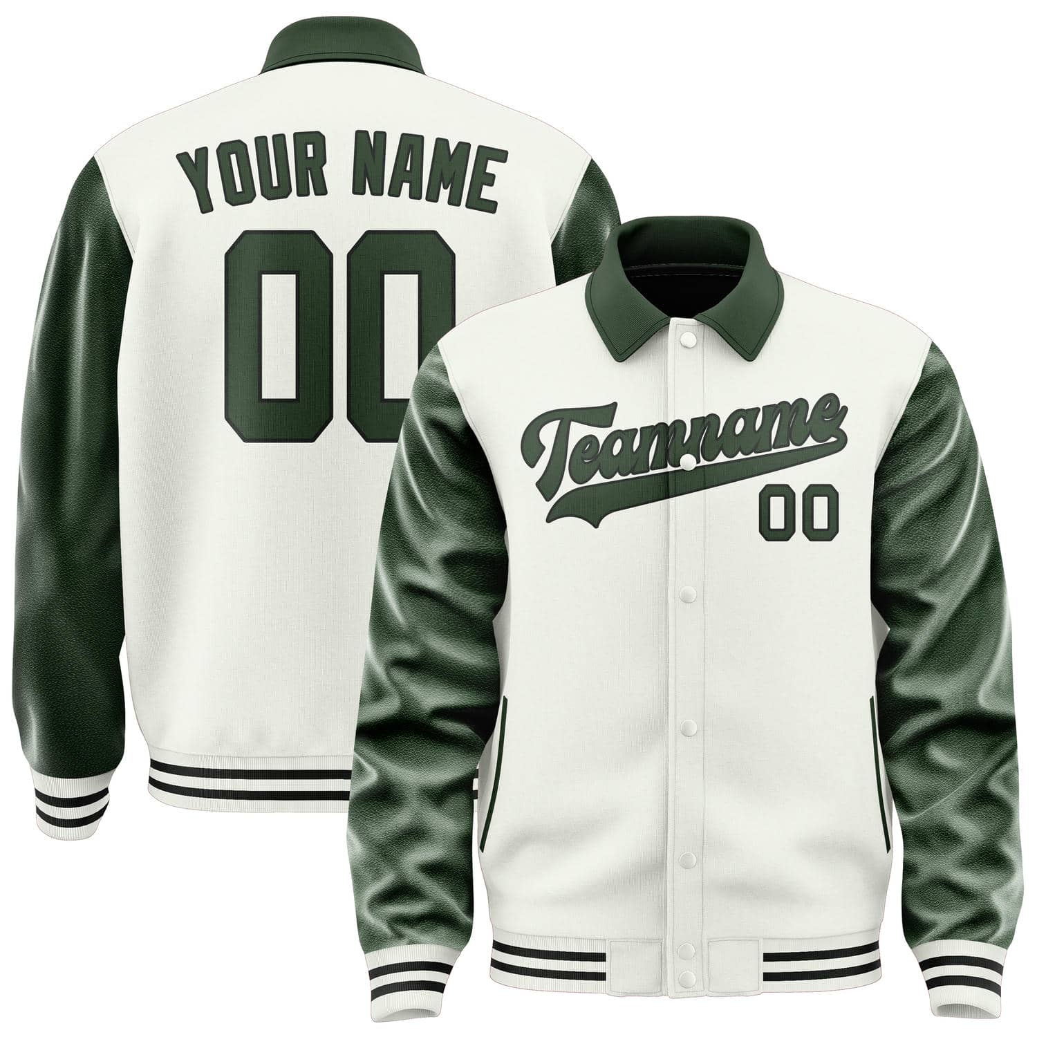 Maßgeschneidertes Weiß Tannengrün Jacke JA181806181717060617