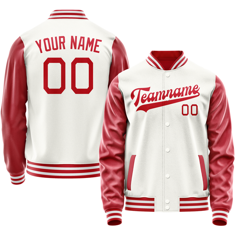 Maßgeschneidertes Weiß Texas Orange Collegejacke JA02240617LH470