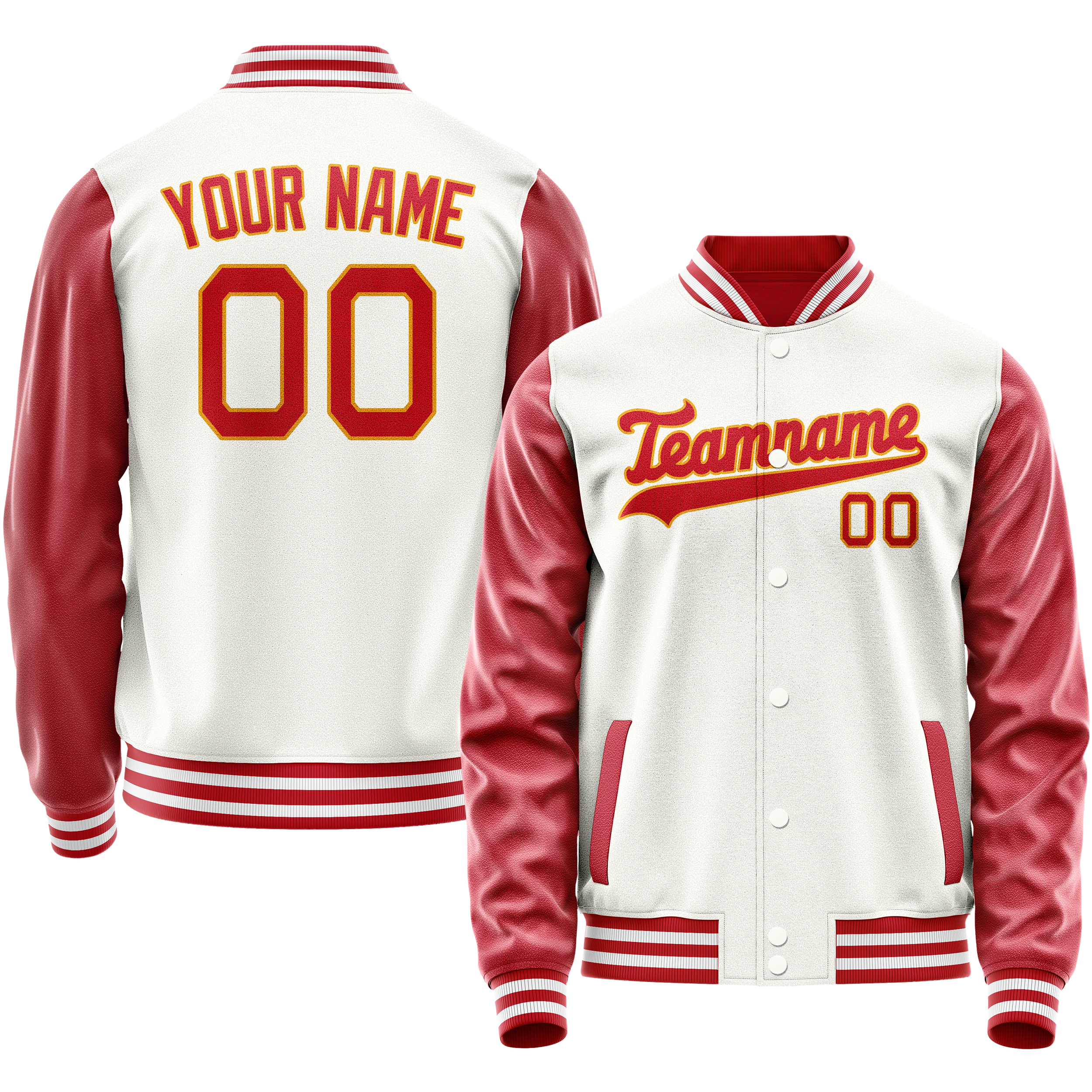Maßgeschneidertes Weiß Rot Collegejacke JA02240617LH476