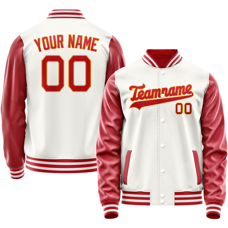 Maßgeschneidertes Weiß Rot Collegejacke JA02240617LH476