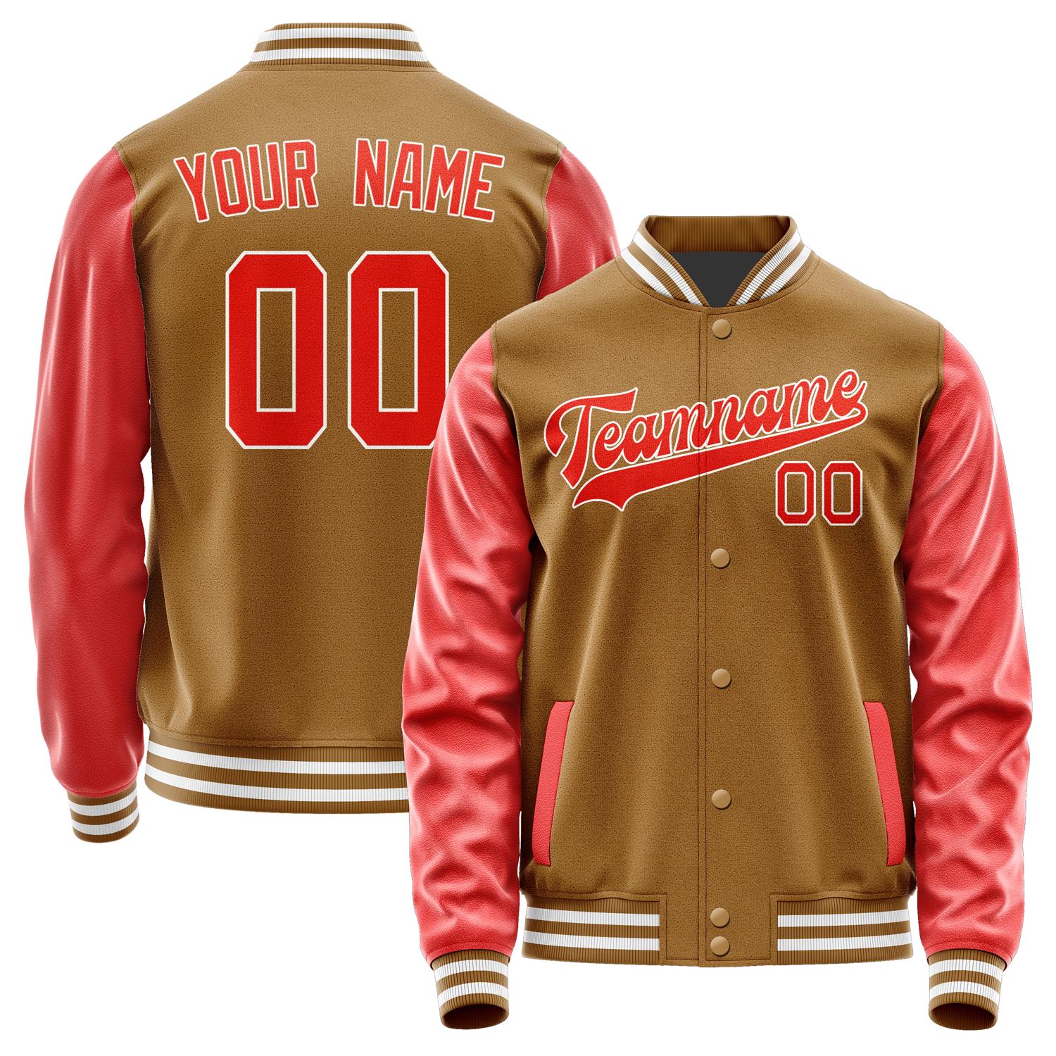 Maßgeschneidertes Khaki Orangerot Jacke JA2222122218B31812
