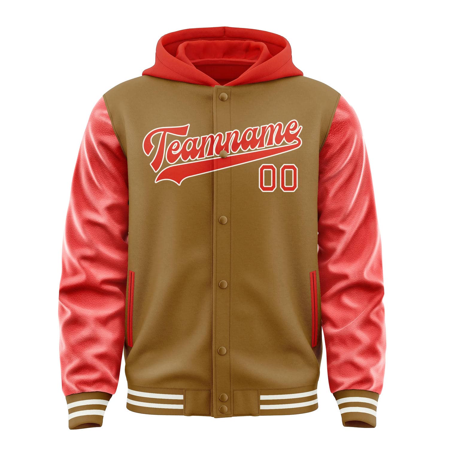 Maßgeschneidertes Khaki Orangerot Jacke