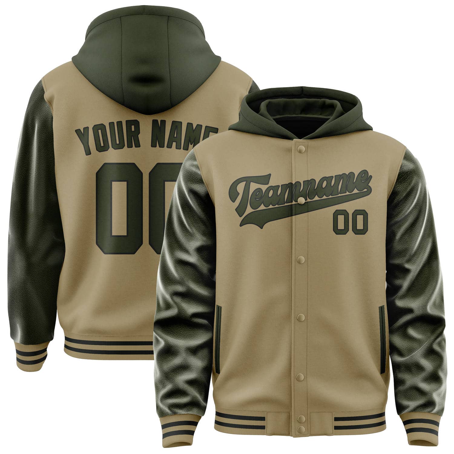 Maßgeschneidertes Hellkhaki Dunkles Oliv Jacke