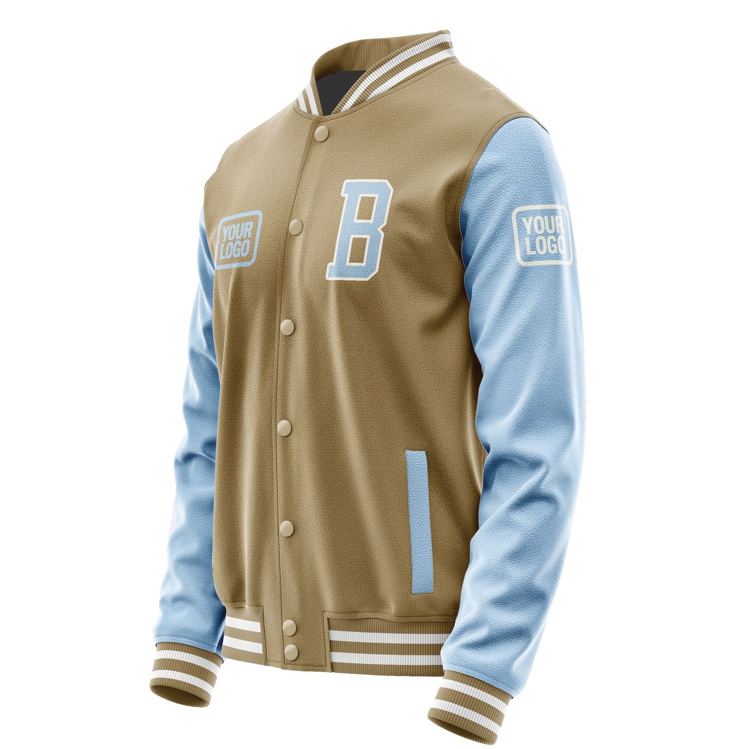 Maßgeschneidertes Hellkhaki Hellblau Jacke JA252508251818080818