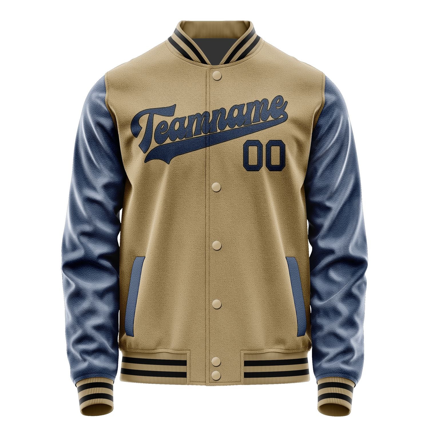 Maßgeschneidertes Hellkhaki Marineblau Jacke JA2525102517B31710