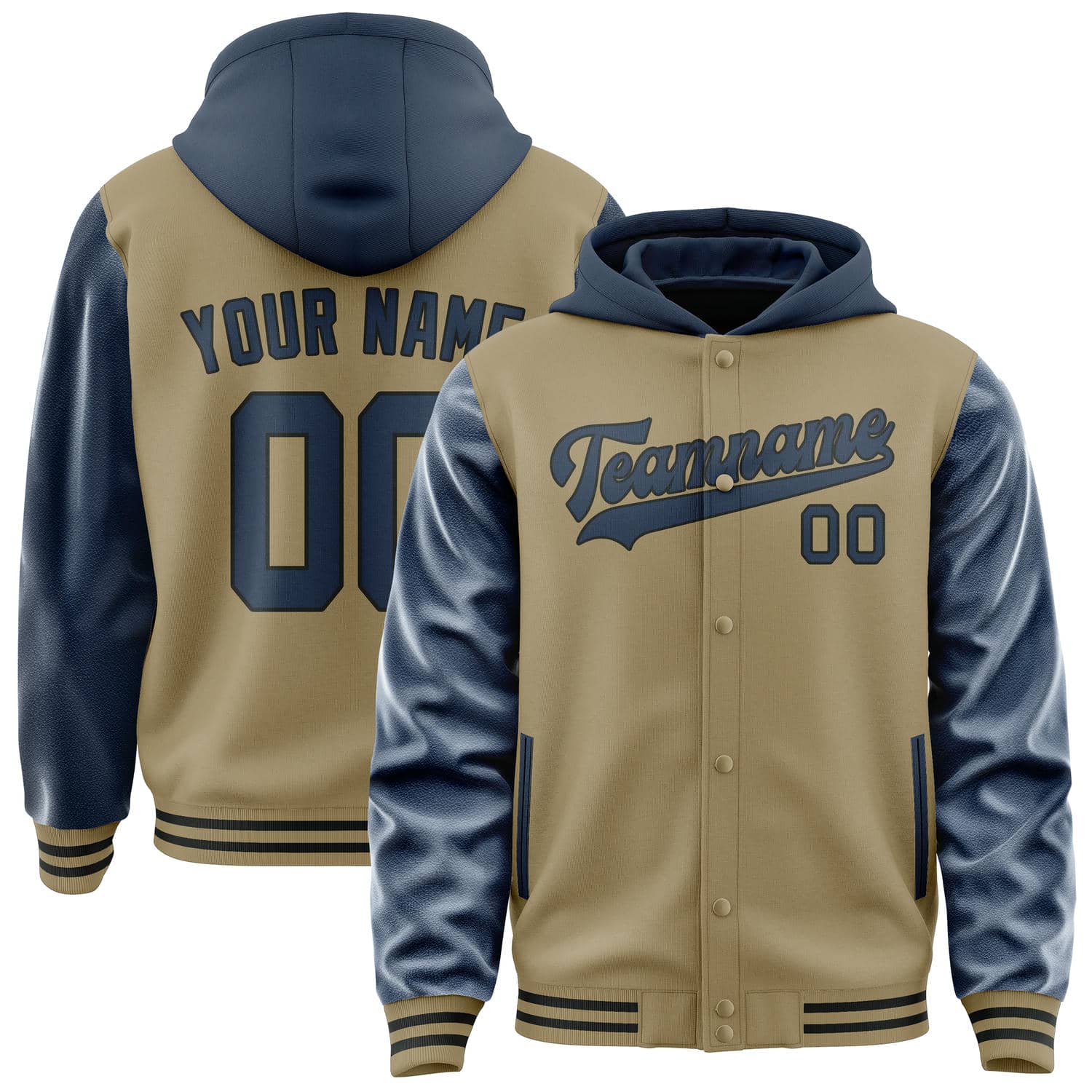 Maßgeschneidertes Hellkhaki Marineblau Jacke JA252510251717101017