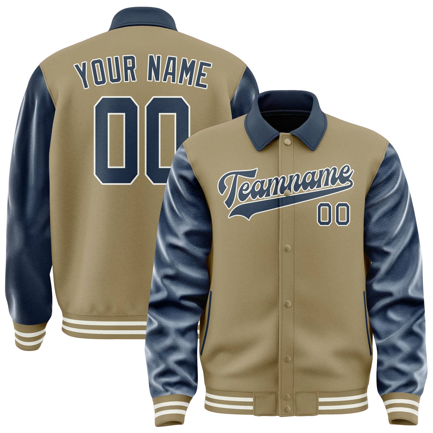 Maßgeschneidertes Hellkhaki Marineblau Jacke JA252510251818101018