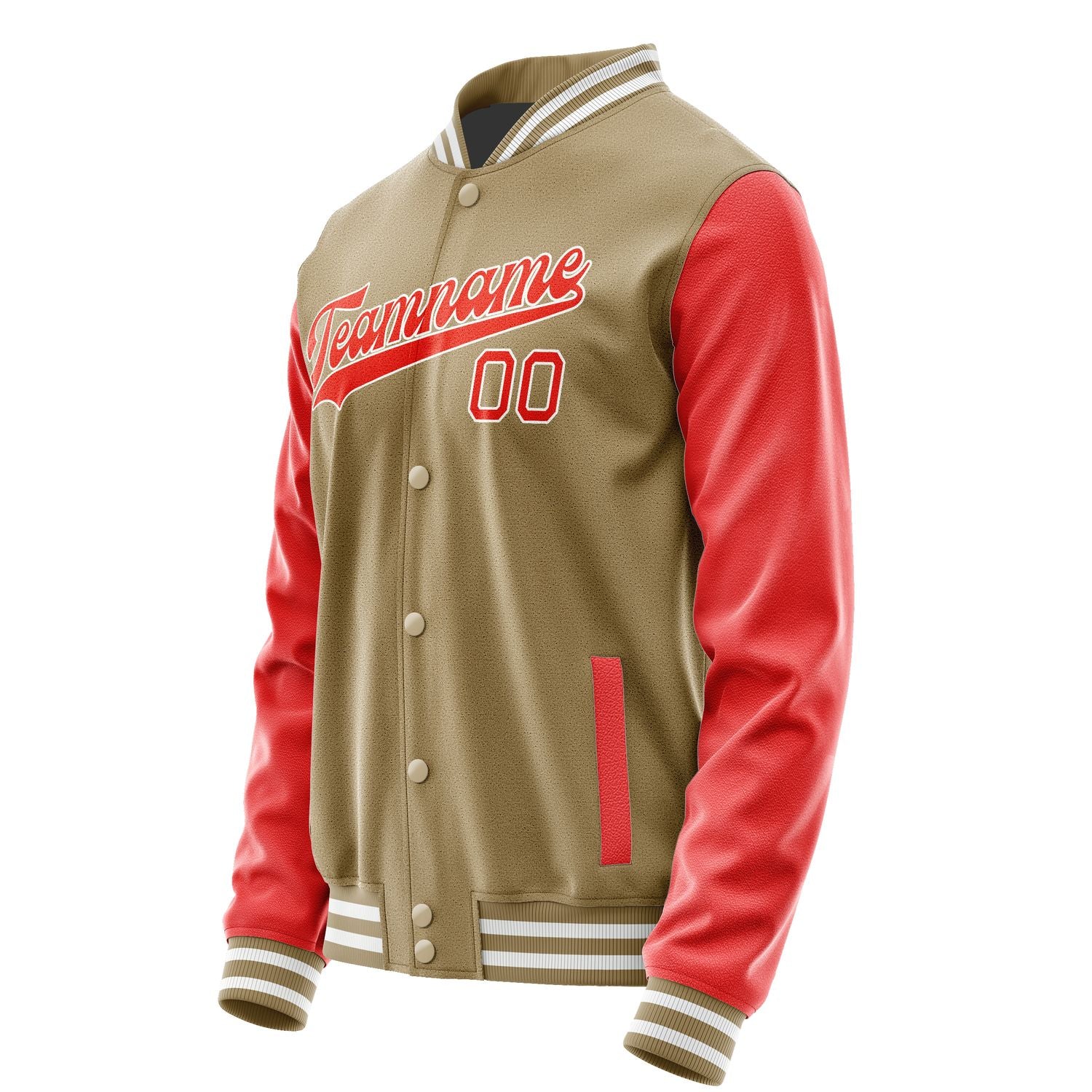 Maßgeschneidertes Hellkhaki Orangerot Jacke JA2525122518B31812
