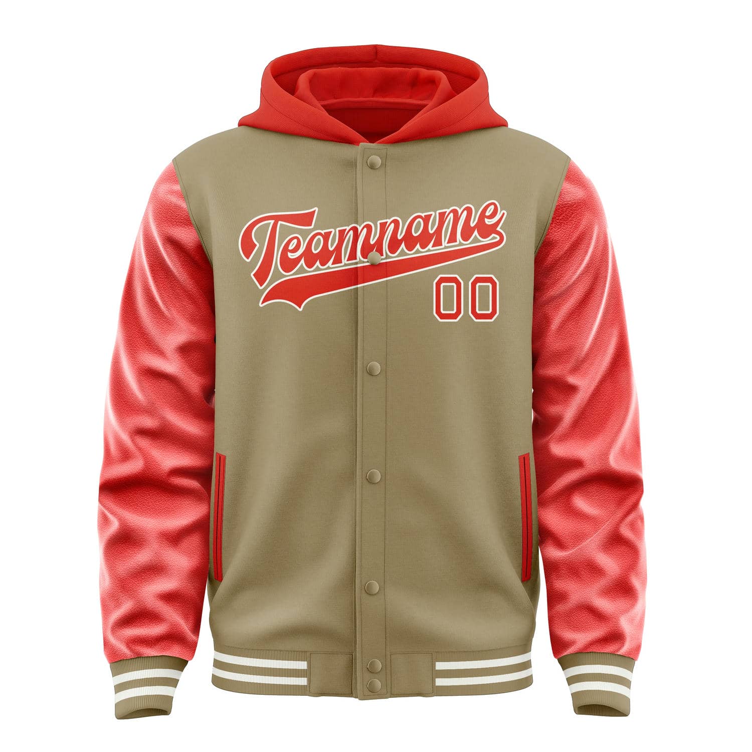 Maßgeschneidertes Hellkhaki Orangerot Jacke