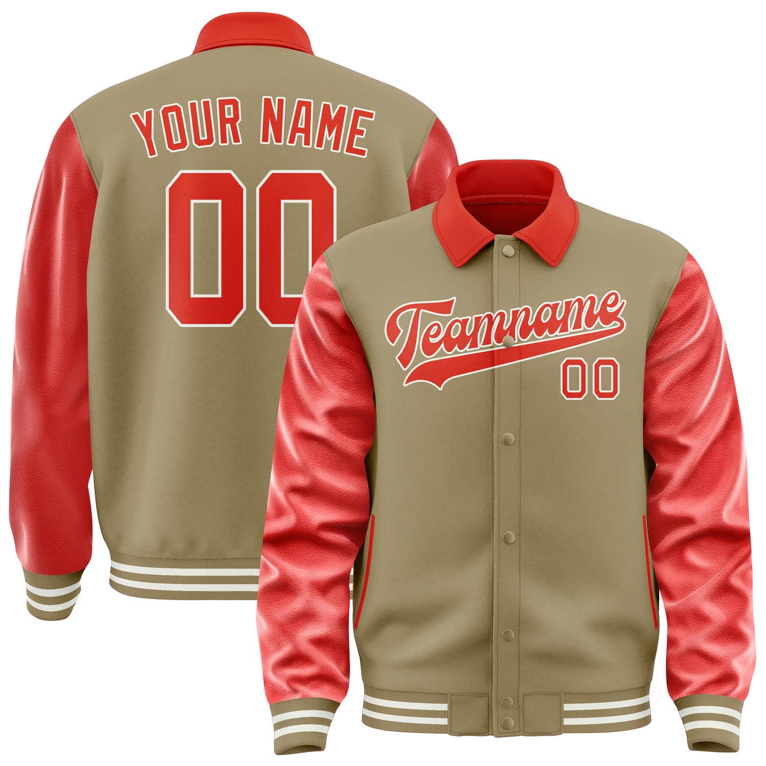 Maßgeschneidertes Hellkhaki Orangerot Jacke JA252512251818121218