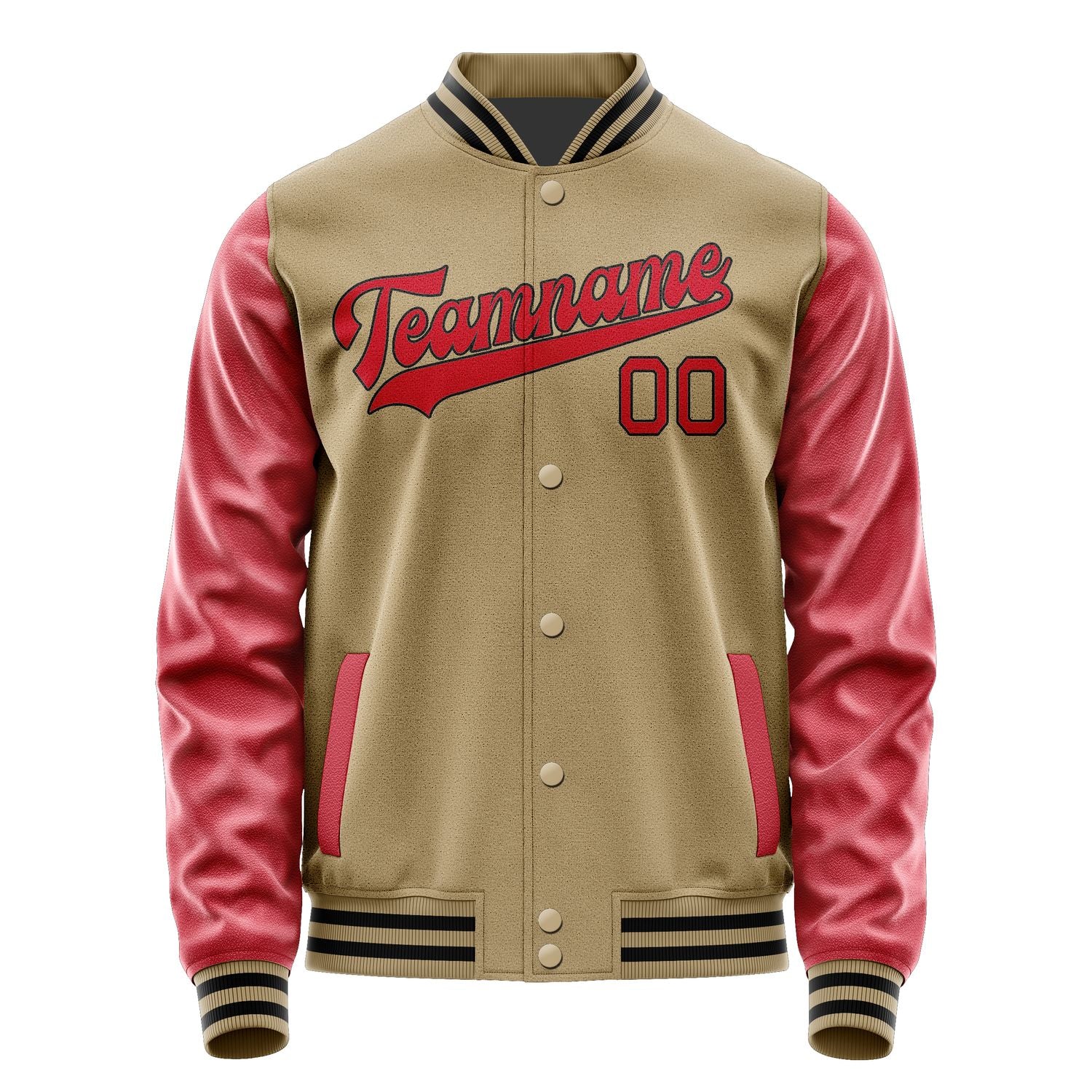 Maßgeschneidertes Hellkhaki Rot Jacke JA2525142517B31714