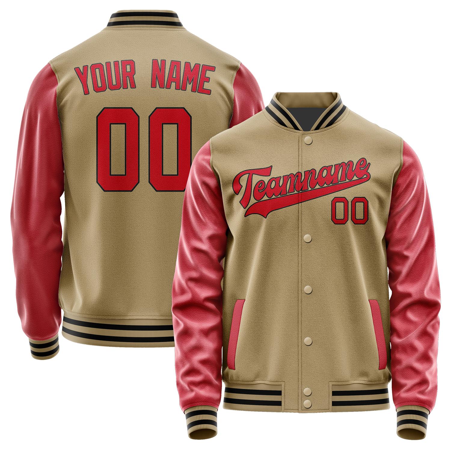 Maßgeschneidertes Hellkhaki Rot Jacke JA2525142517B31714