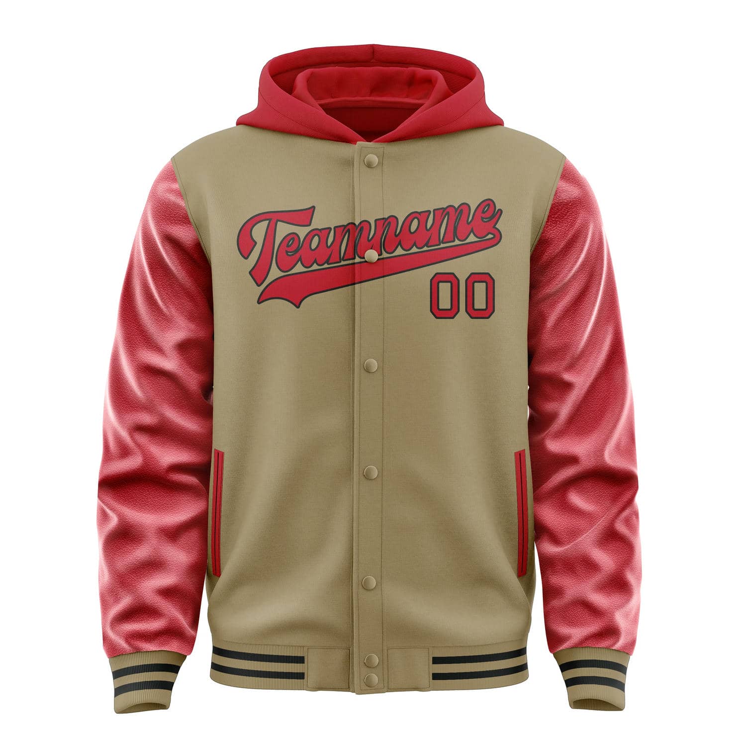 Maßgeschneidertes Hellkhaki Rot Jacke