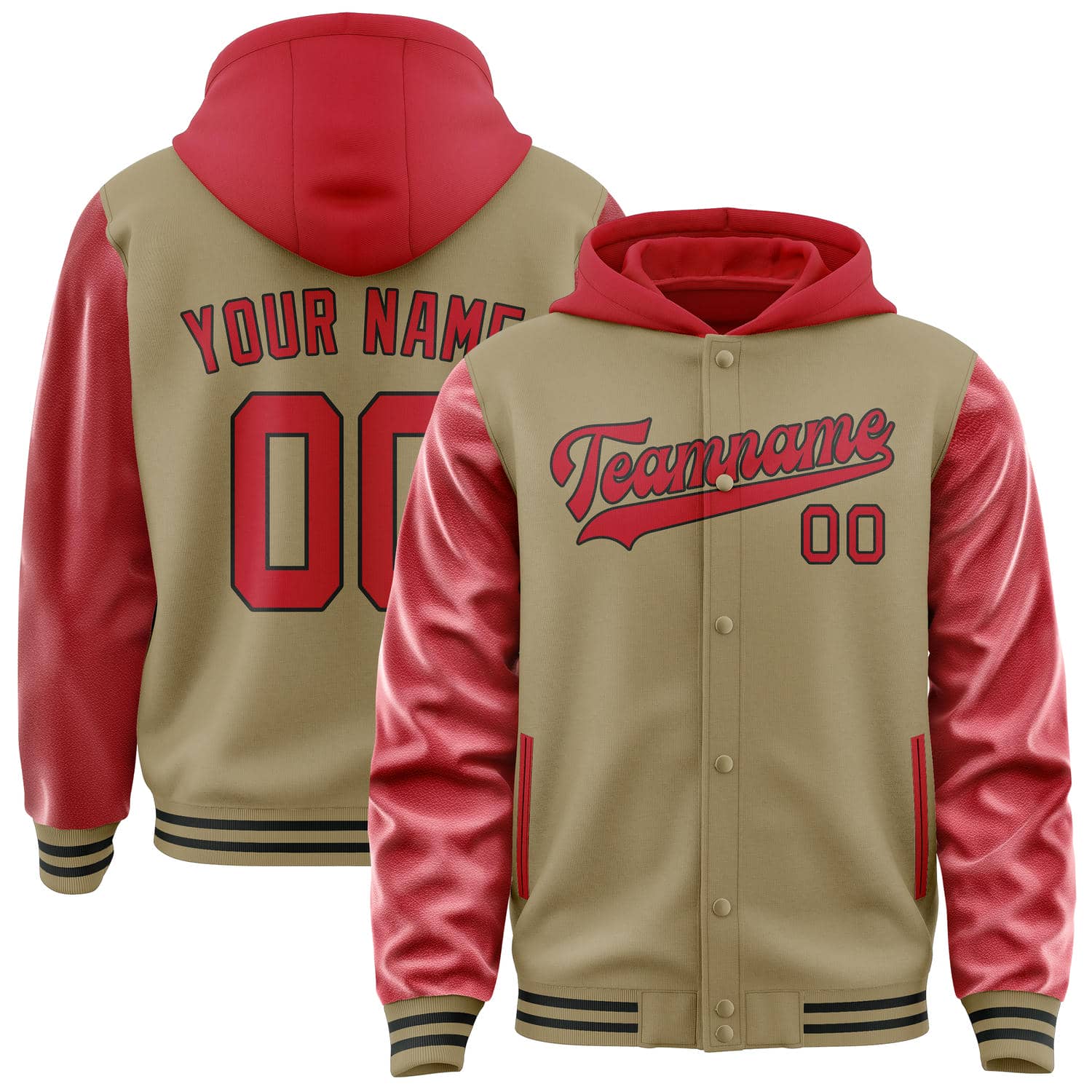 Maßgeschneidertes Hellkhaki Rot Jacke JA252514251717141417