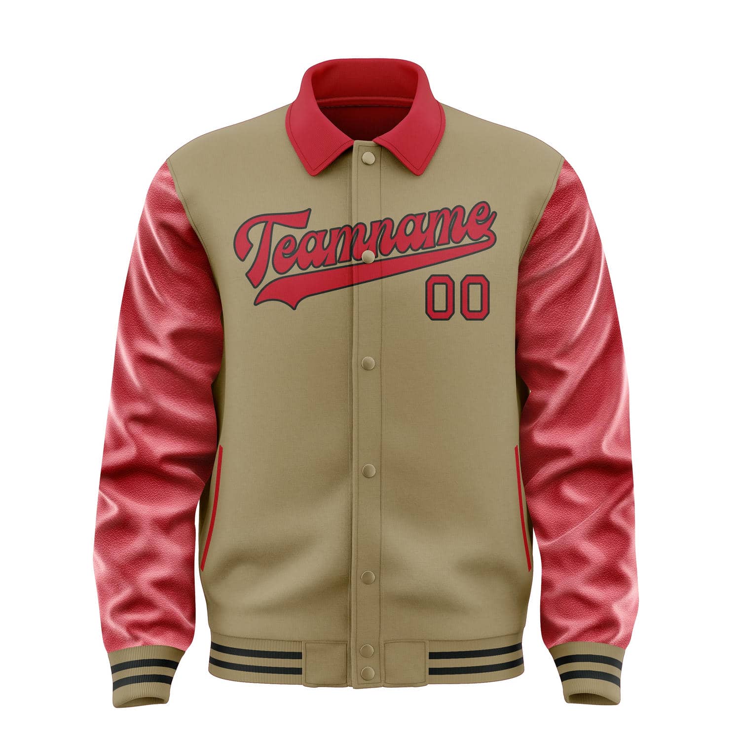 Maßgeschneidertes Hellkhaki Rot Jacke