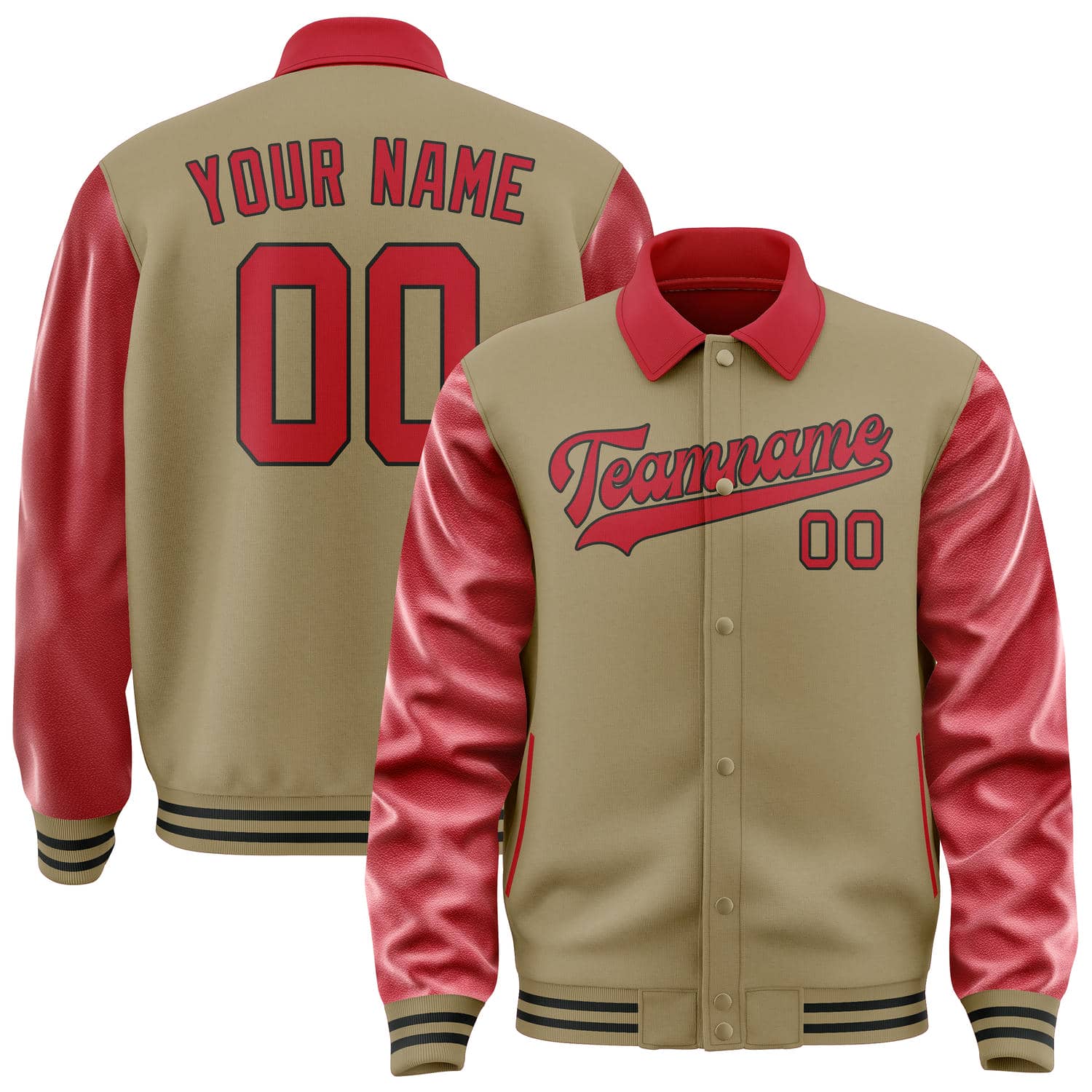 Maßgeschneidertes Hellkhaki Rot Jacke JA252514251717141417
