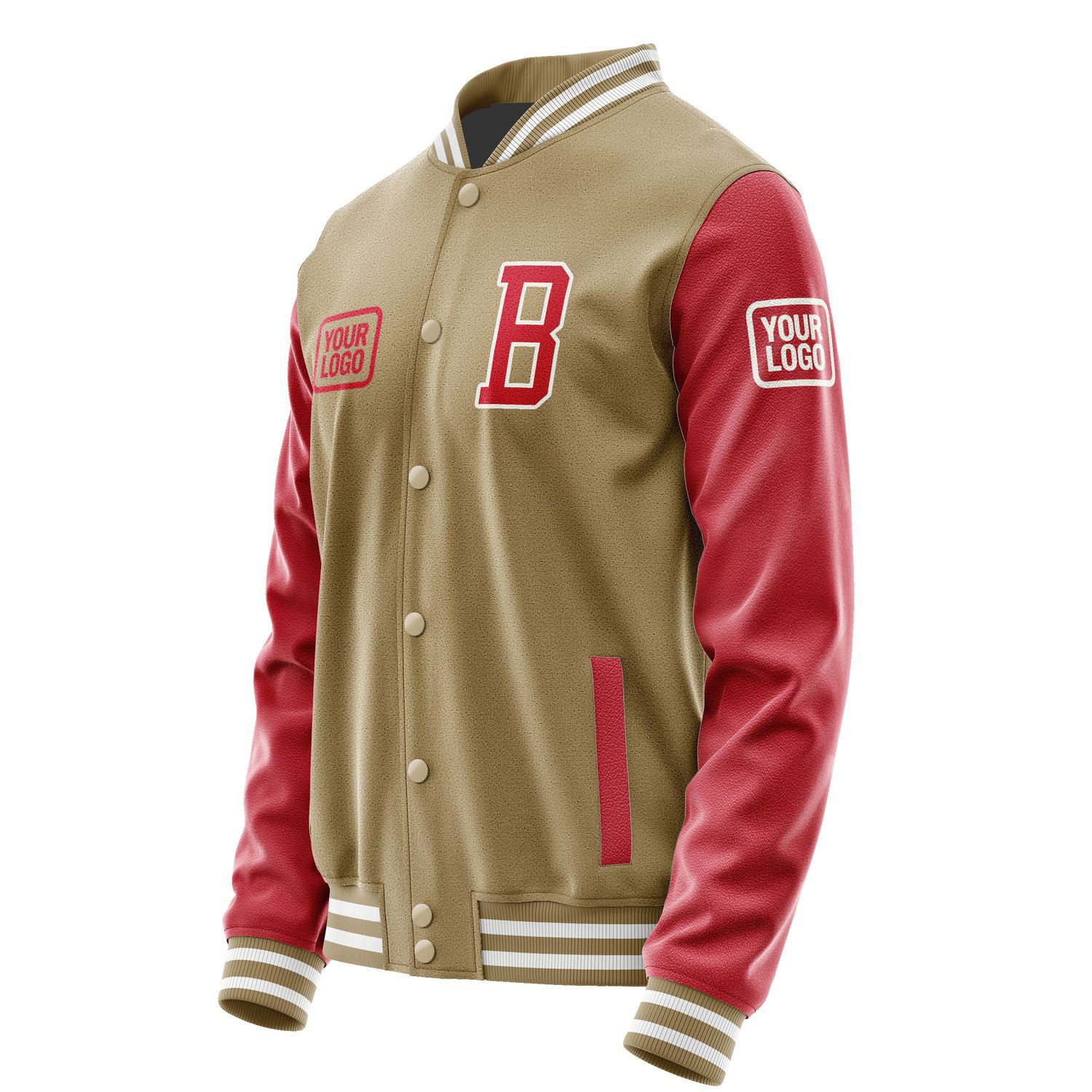Maßgeschneidertes Hellkhaki Rot Jacke JA252514251818141418