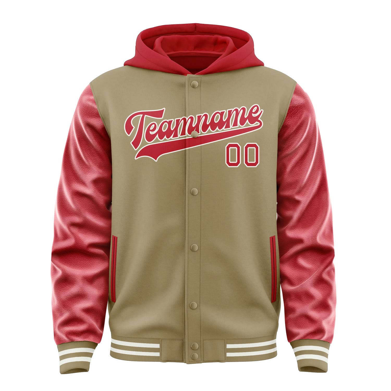 Maßgeschneidertes Hellkhaki Rot Jacke