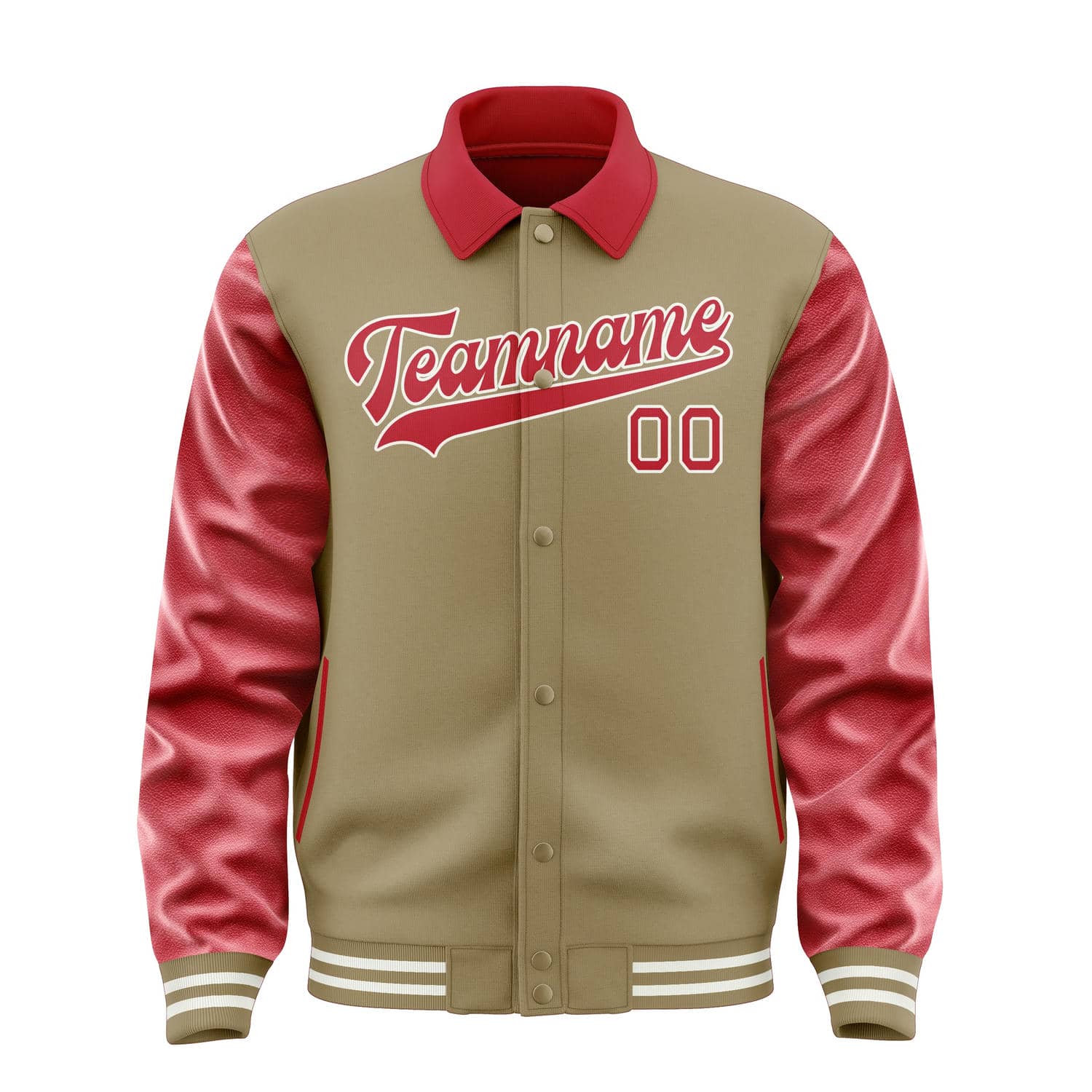 Maßgeschneidertes Hellkhaki Rot Jacke