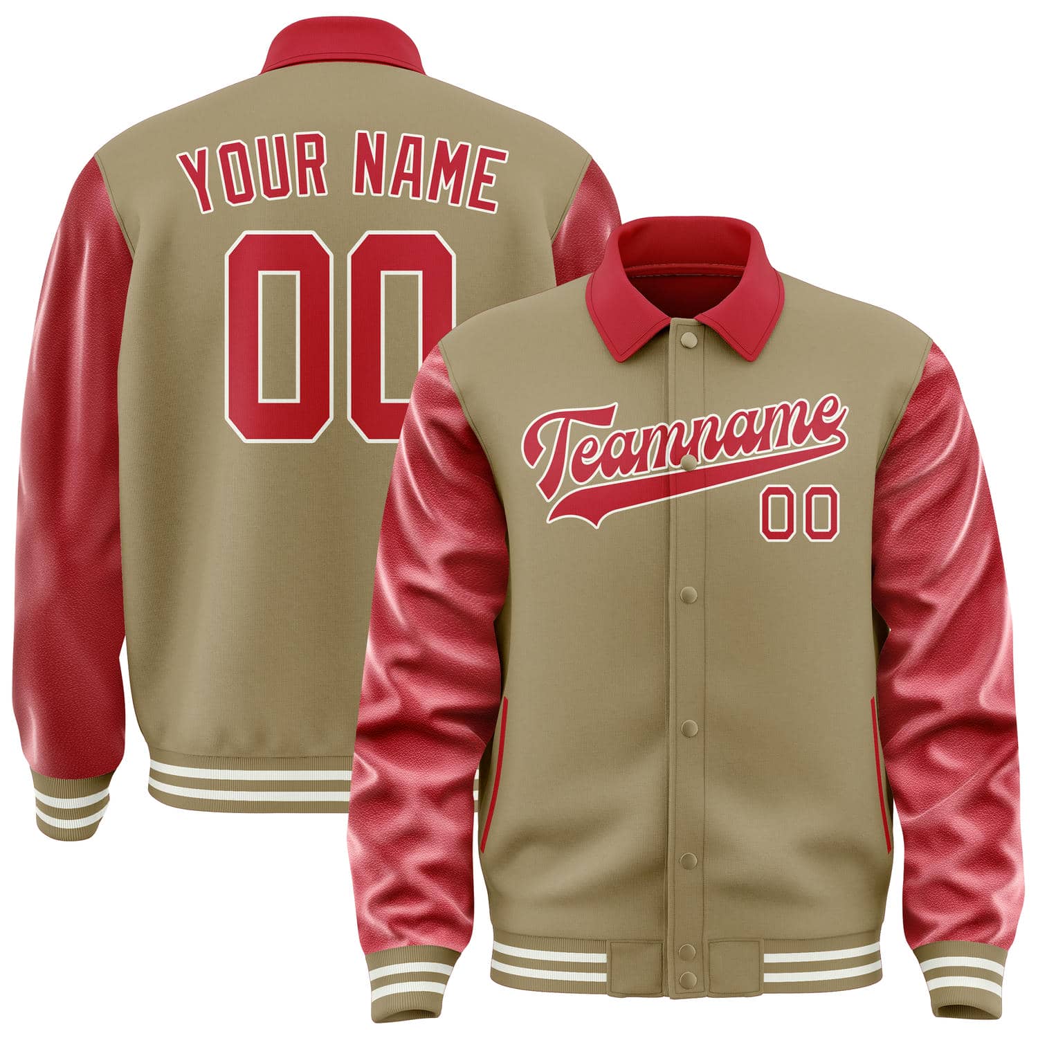 Maßgeschneidertes Hellkhaki Rot Jacke JA252514251818141418
