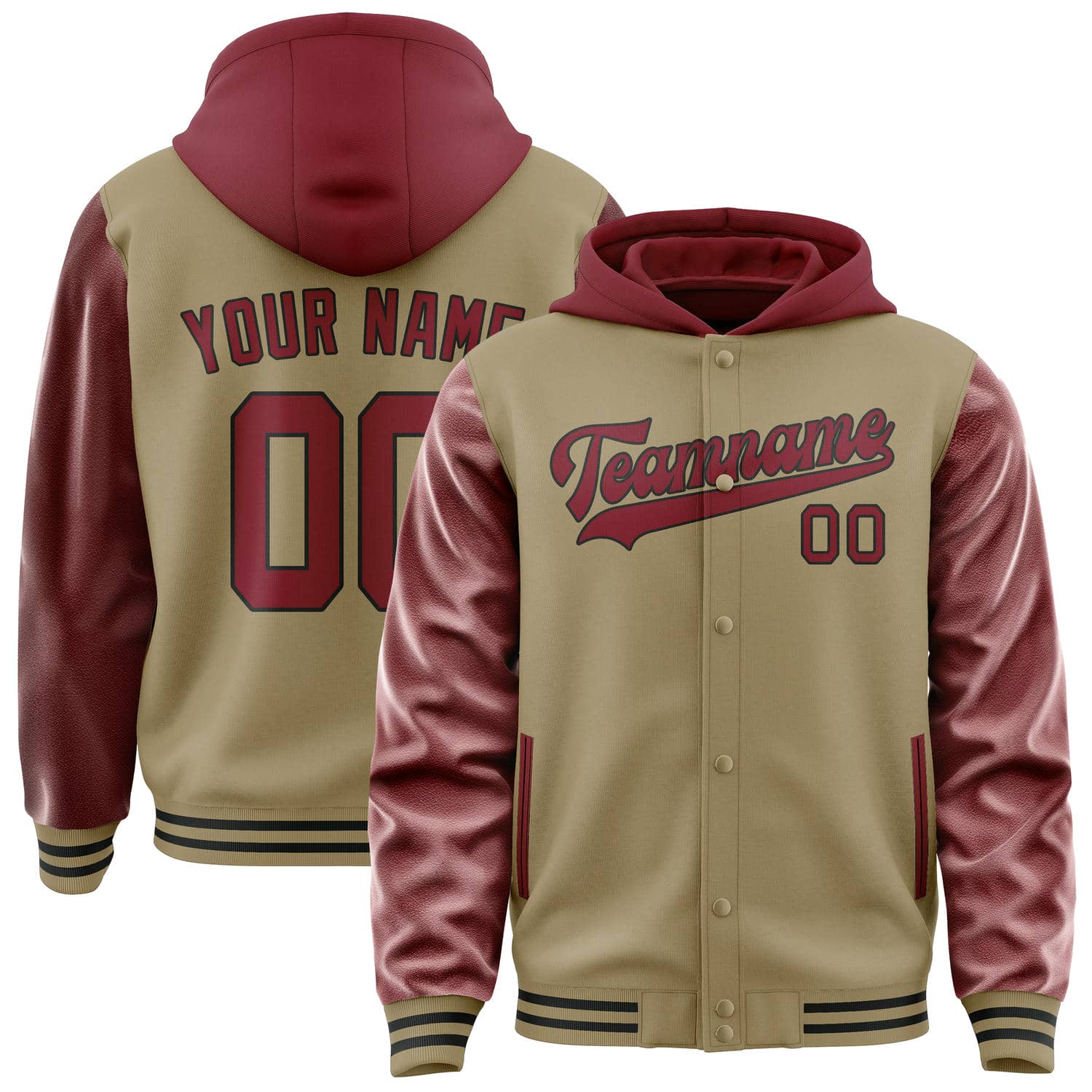 Maßgeschneidertes Hellkhaki Karmesinrot Jacke