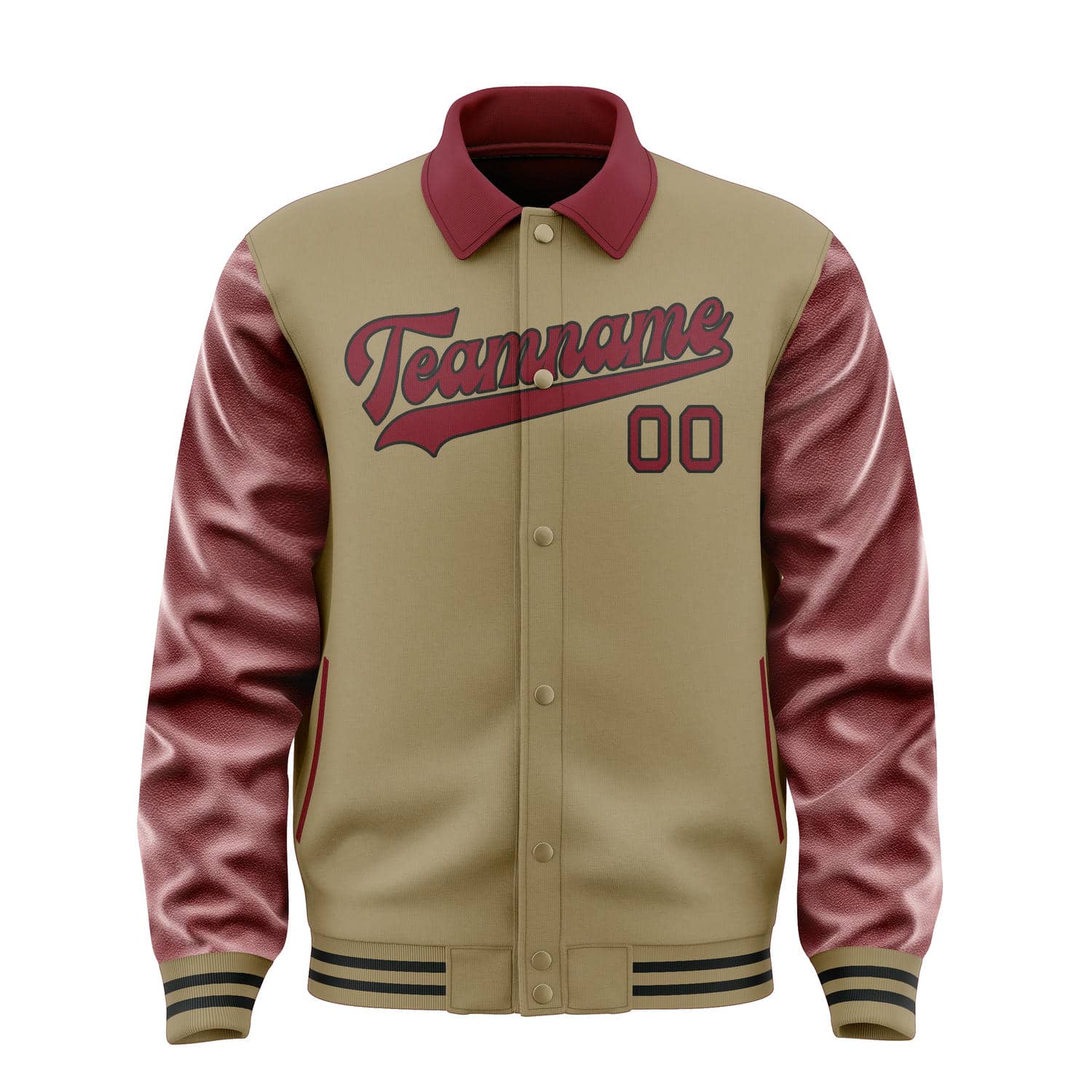 Maßgeschneidertes Hellkhaki Karmesinrot Jacke