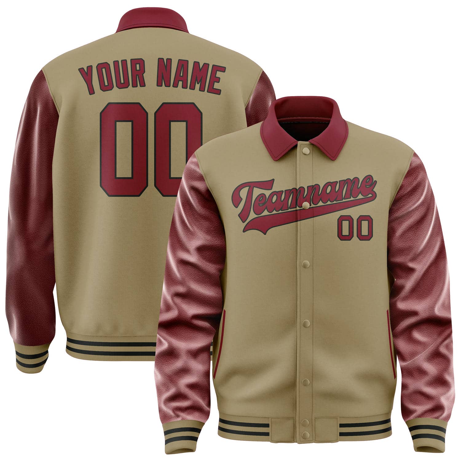Maßgeschneidertes Hellkhaki Karmesinrot Jacke JA252515251717151517