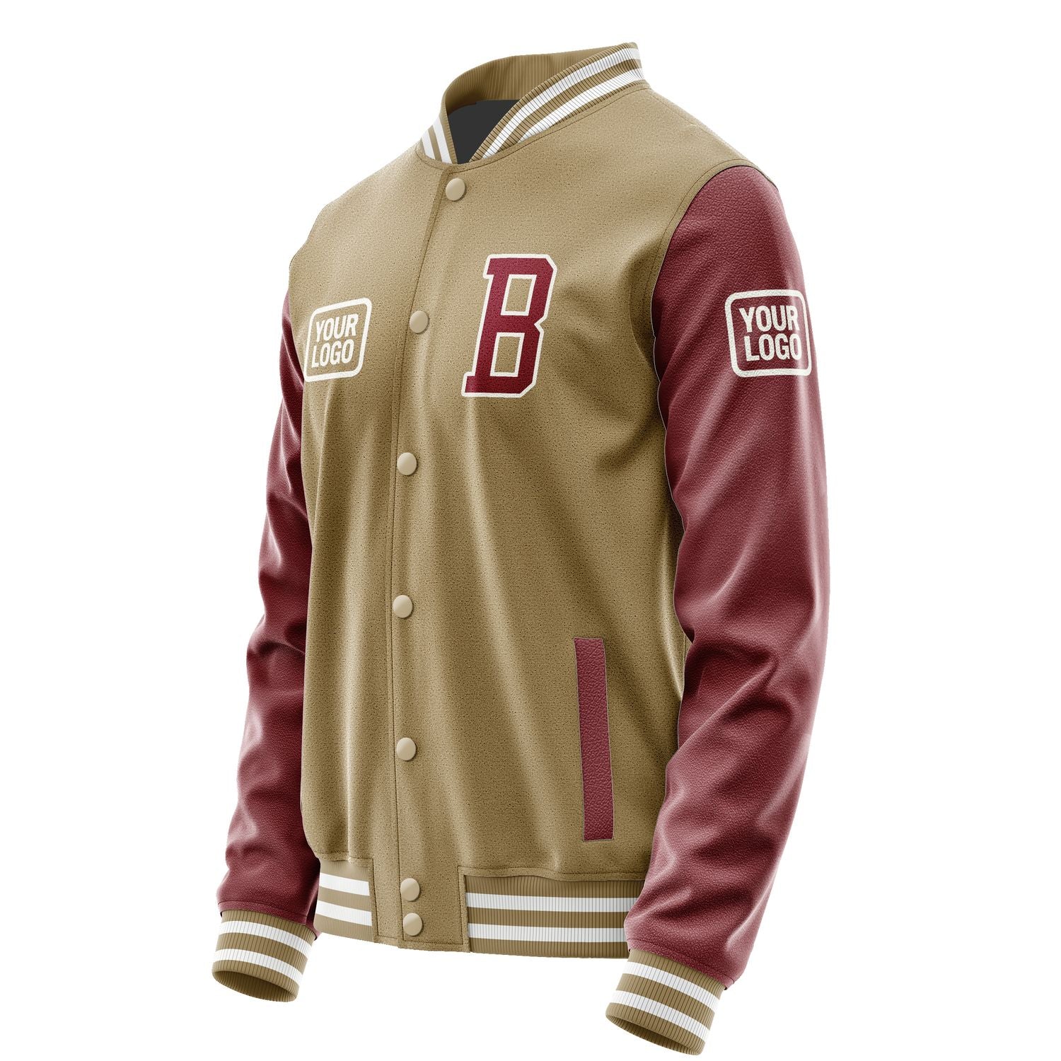 Maßgeschneidertes Hellkhaki Karmesinrot Jacke JA252515251818151518