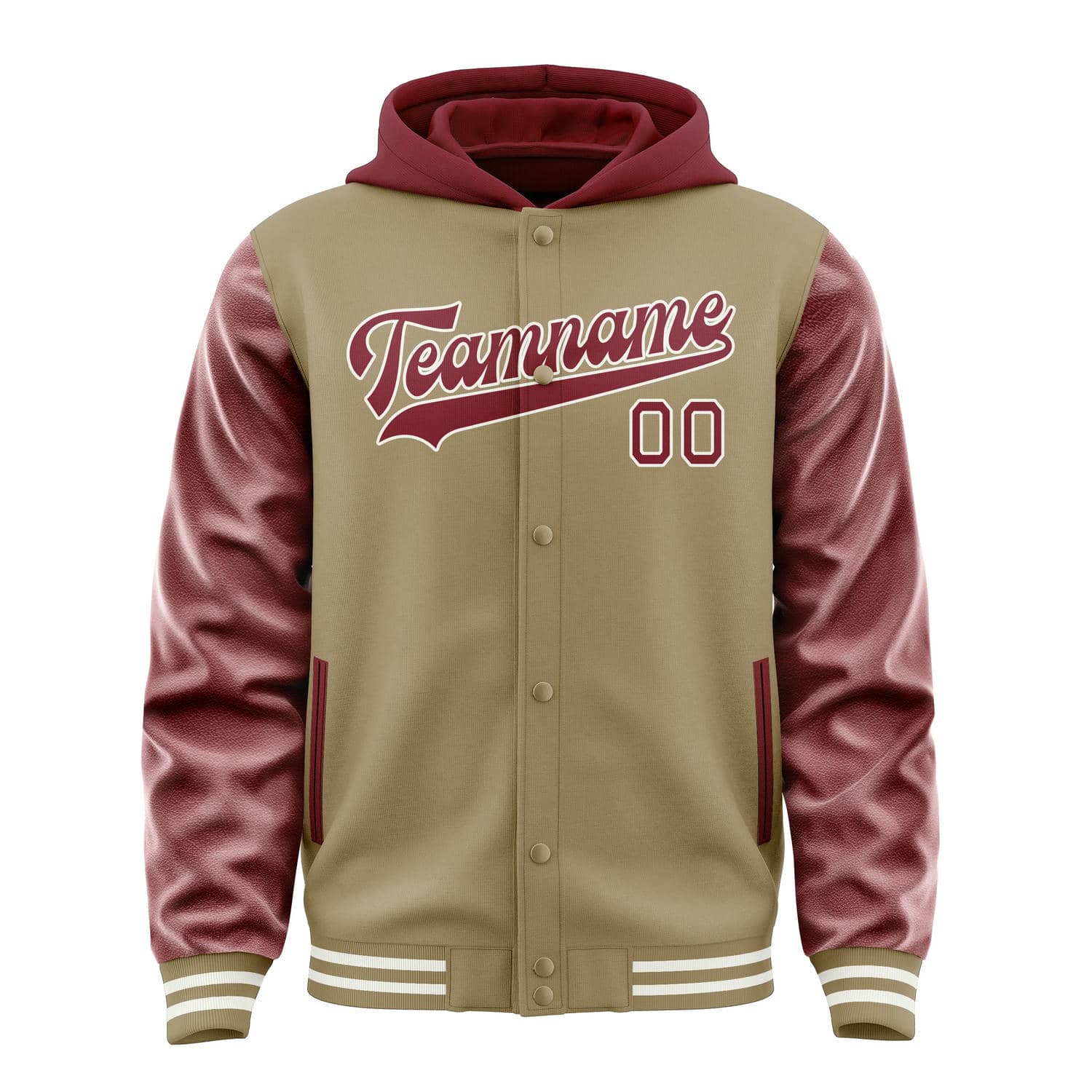 Maßgeschneidertes Hellkhaki Karmesinrot Jacke