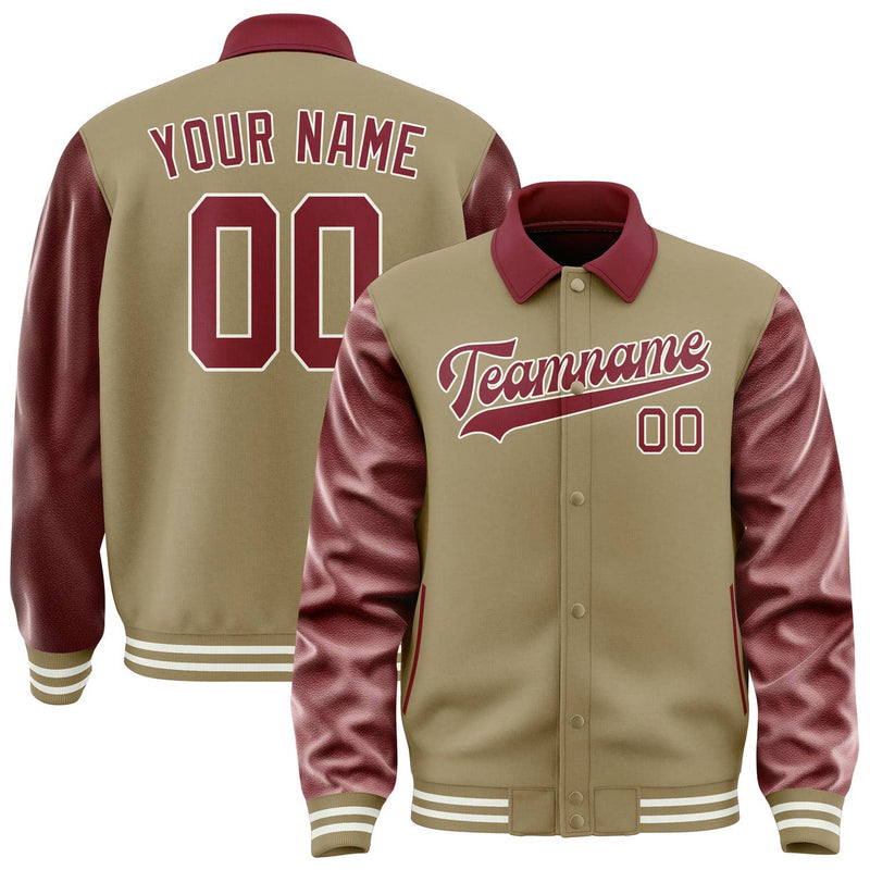 Maßgeschneidertes Hellkhaki Karmesinrot Jacke JA252515251818151518