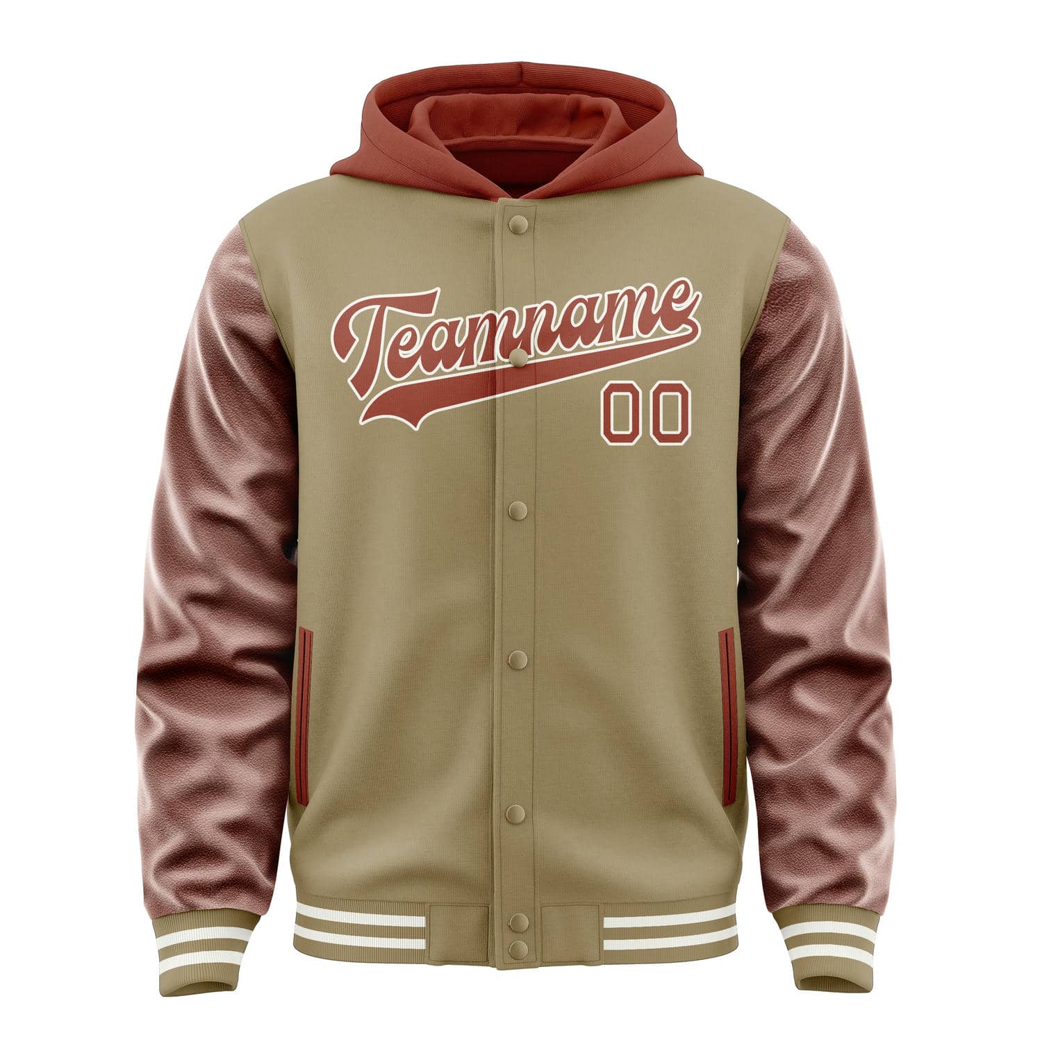 Maßgeschneidertes Hellkhaki Korallenrot Jacke