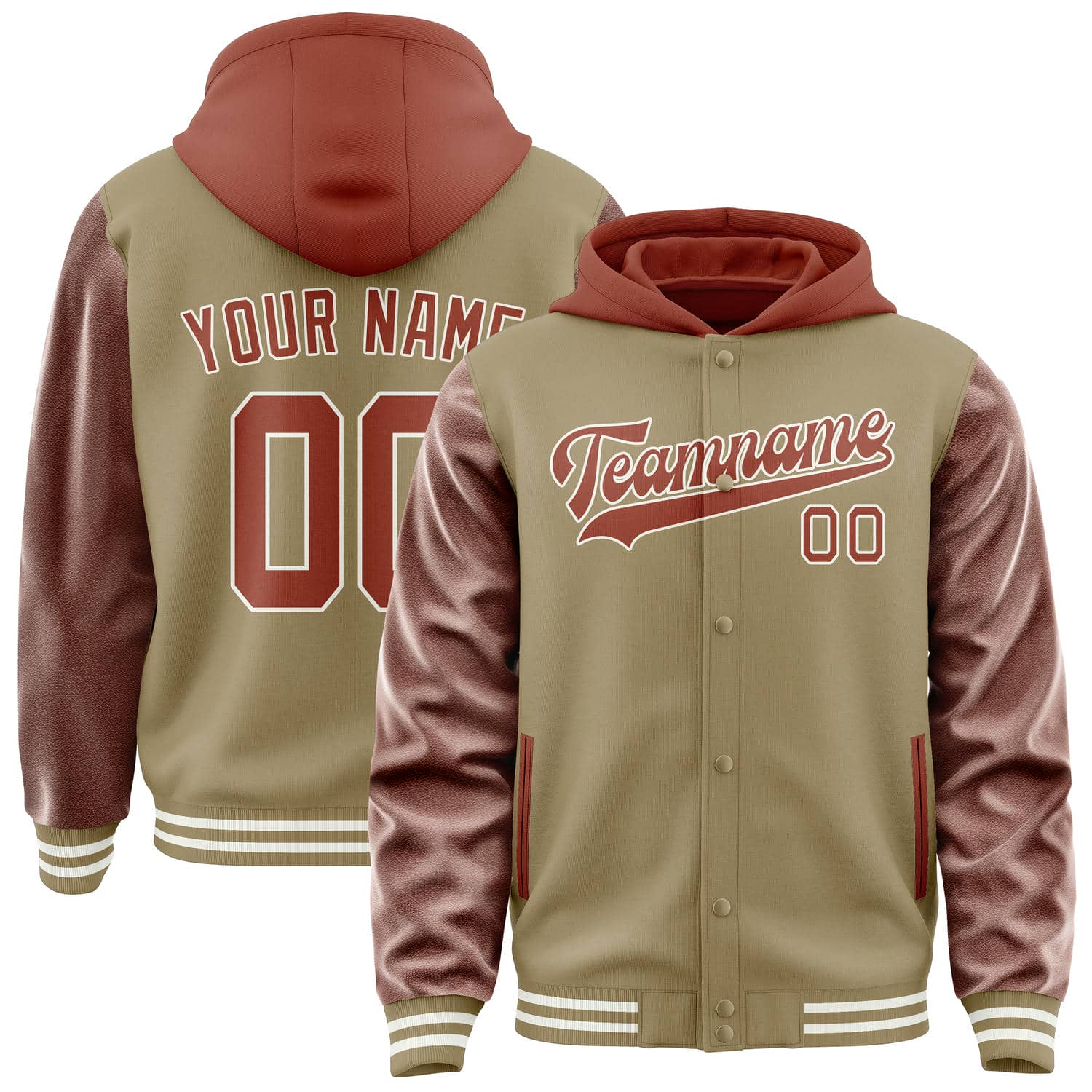 Maßgeschneidertes Hellkhaki Korallenrot Jacke