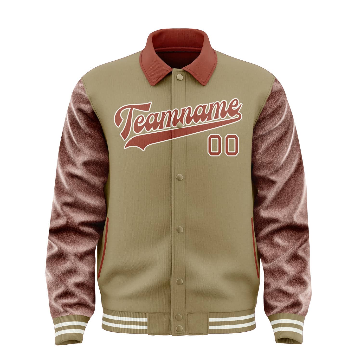 Maßgeschneidertes Hellkhaki Korallenrot Jacke
