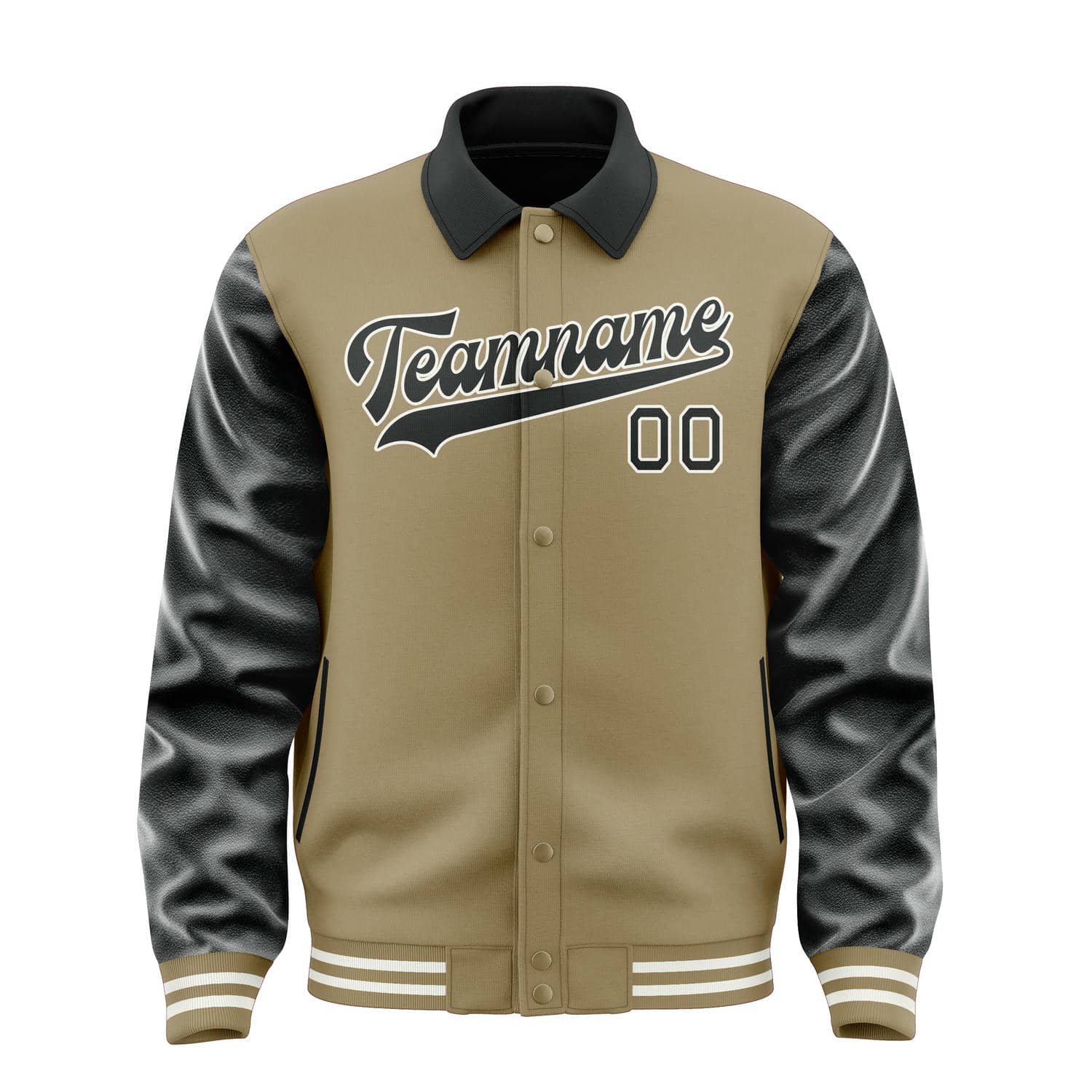 Maßgeschneidertes Hellkhaki Schwarz Jacke