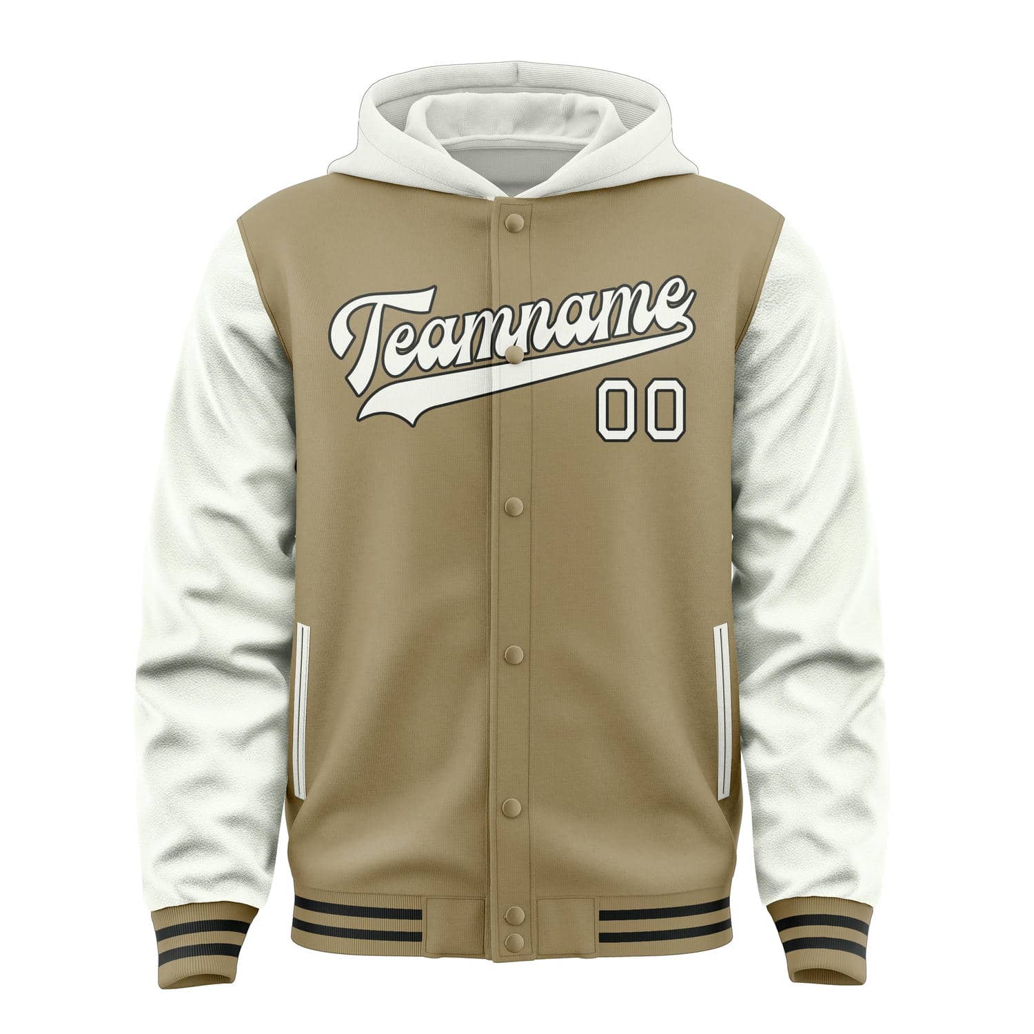 Maßgeschneidertes Hellkhaki Weiß Jacke