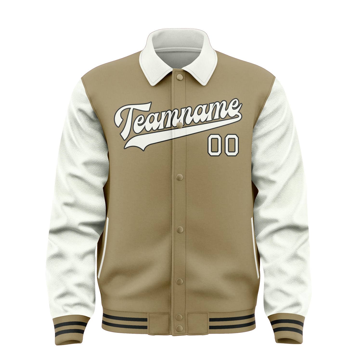 Maßgeschneidertes Hellkhaki Weiß Jacke