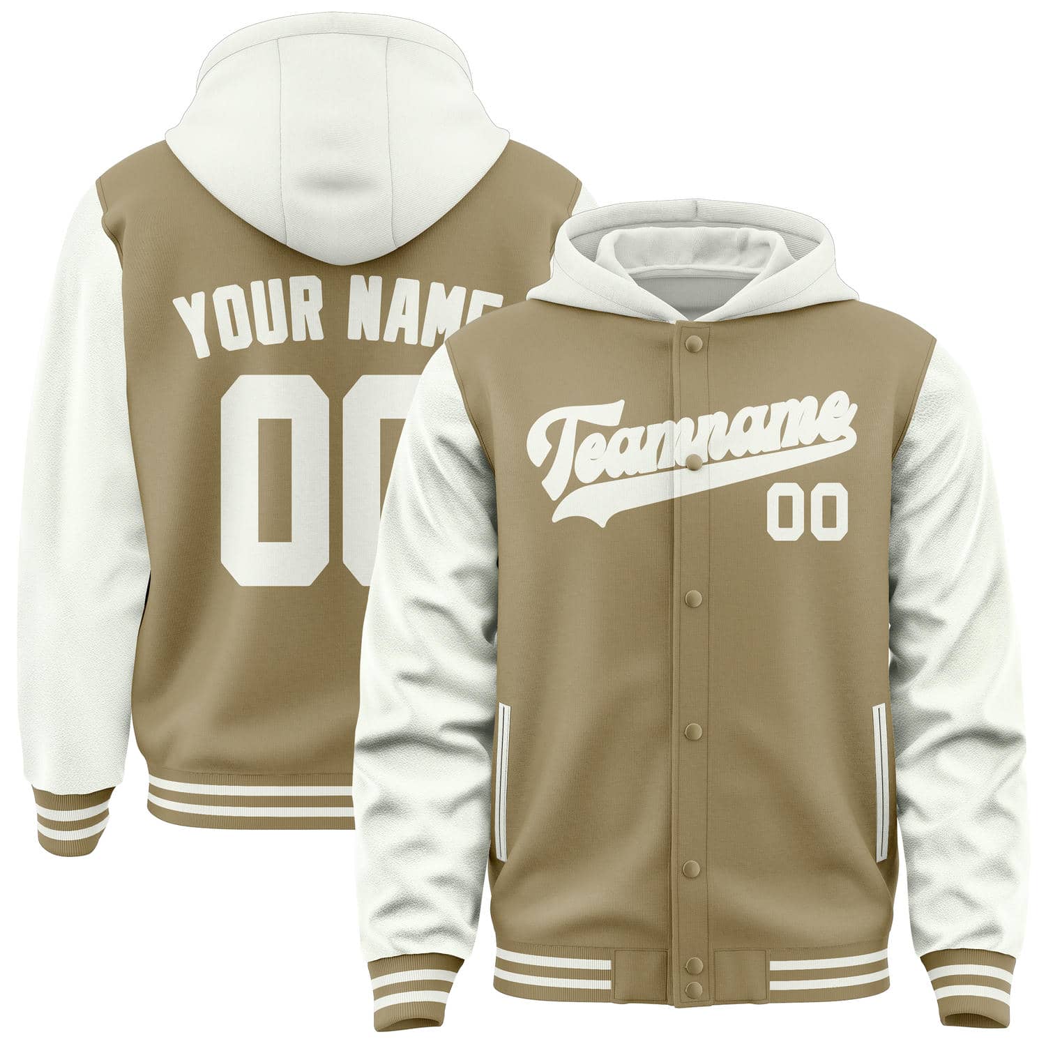 Maßgeschneidertes Hellkhaki Weiß Jacke