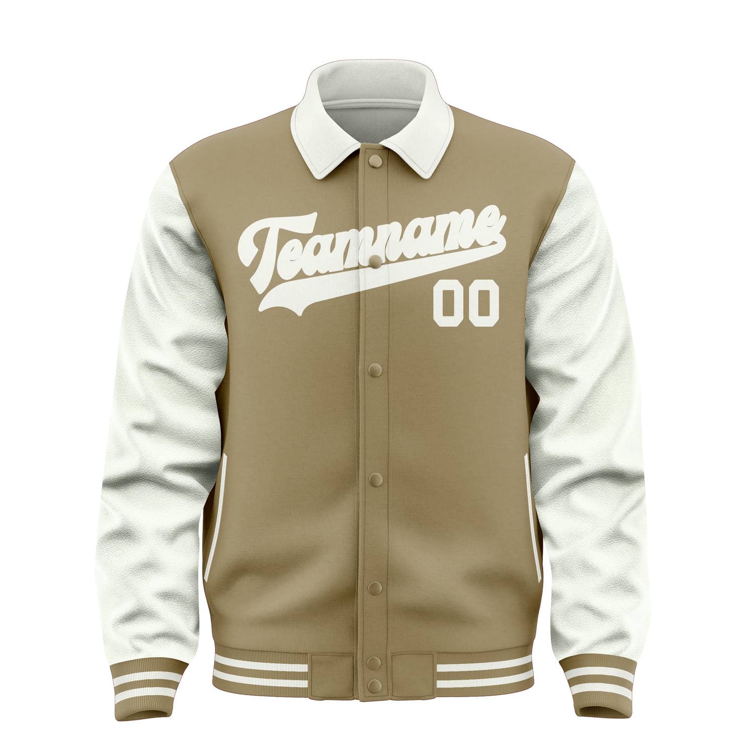 Maßgeschneidertes Hellkhaki Weiß Jacke