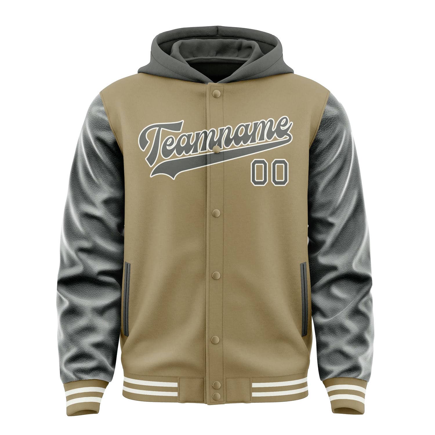 Maßgeschneidertes Hellkhaki Dunkelgrau Jacke