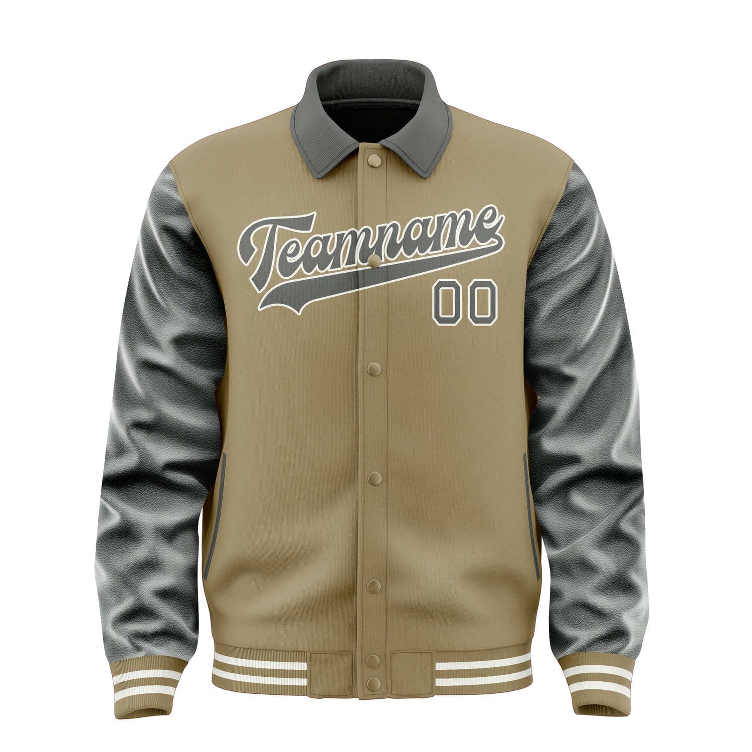 Maßgeschneidertes Hellkhaki Dunkelgrau Jacke