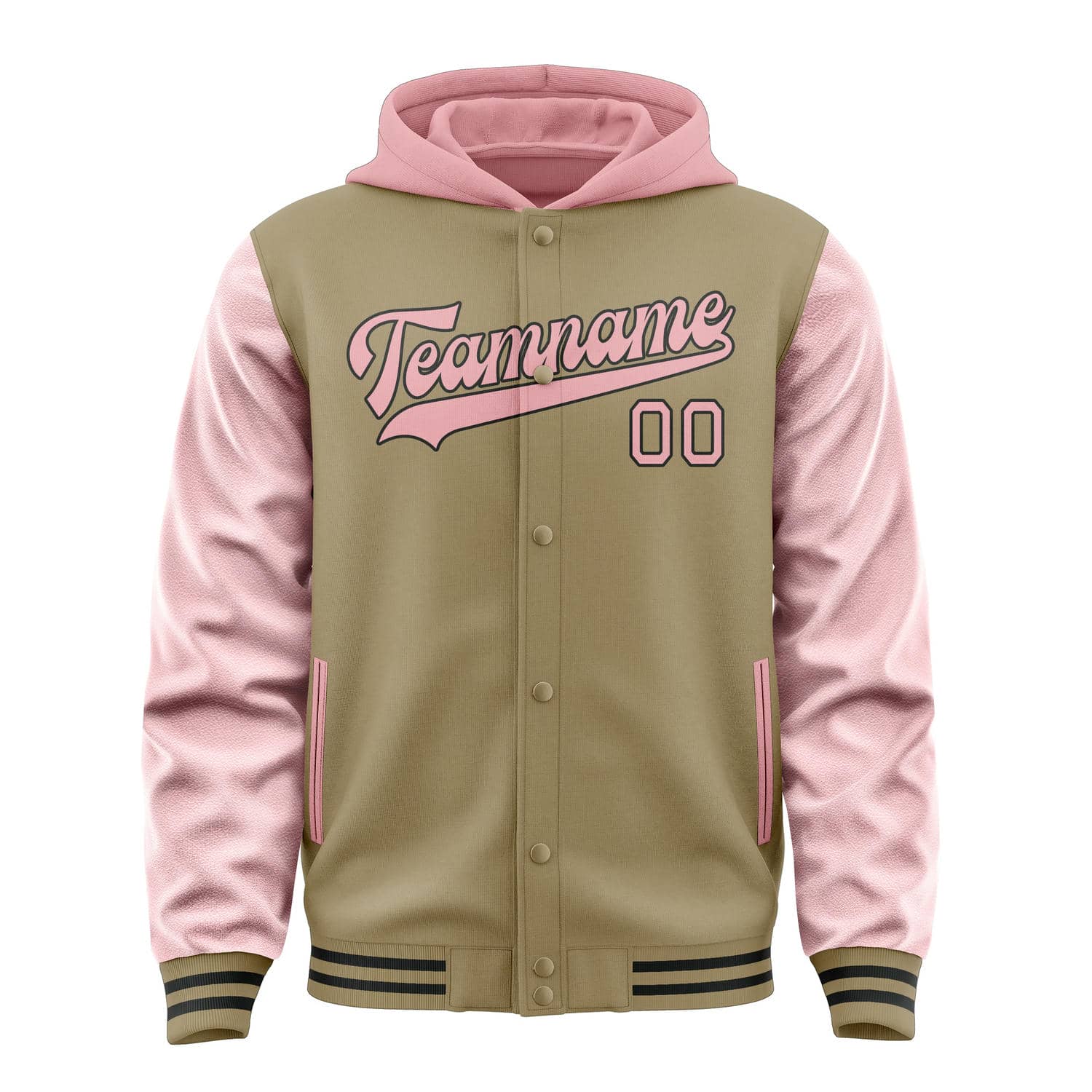 Maßgeschneidertes Hellkhaki Rosa Jacke