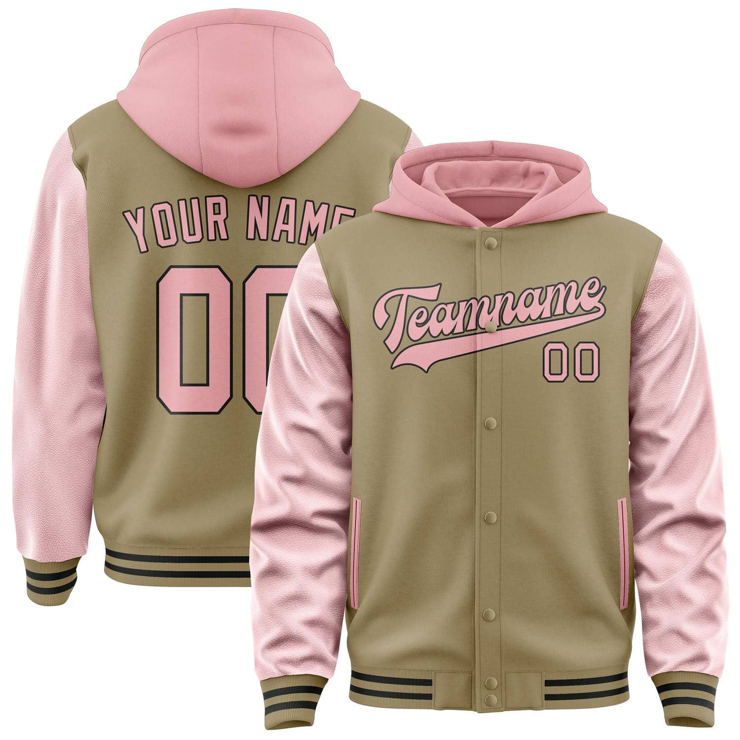 Maßgeschneidertes Hellkhaki Rosa Jacke