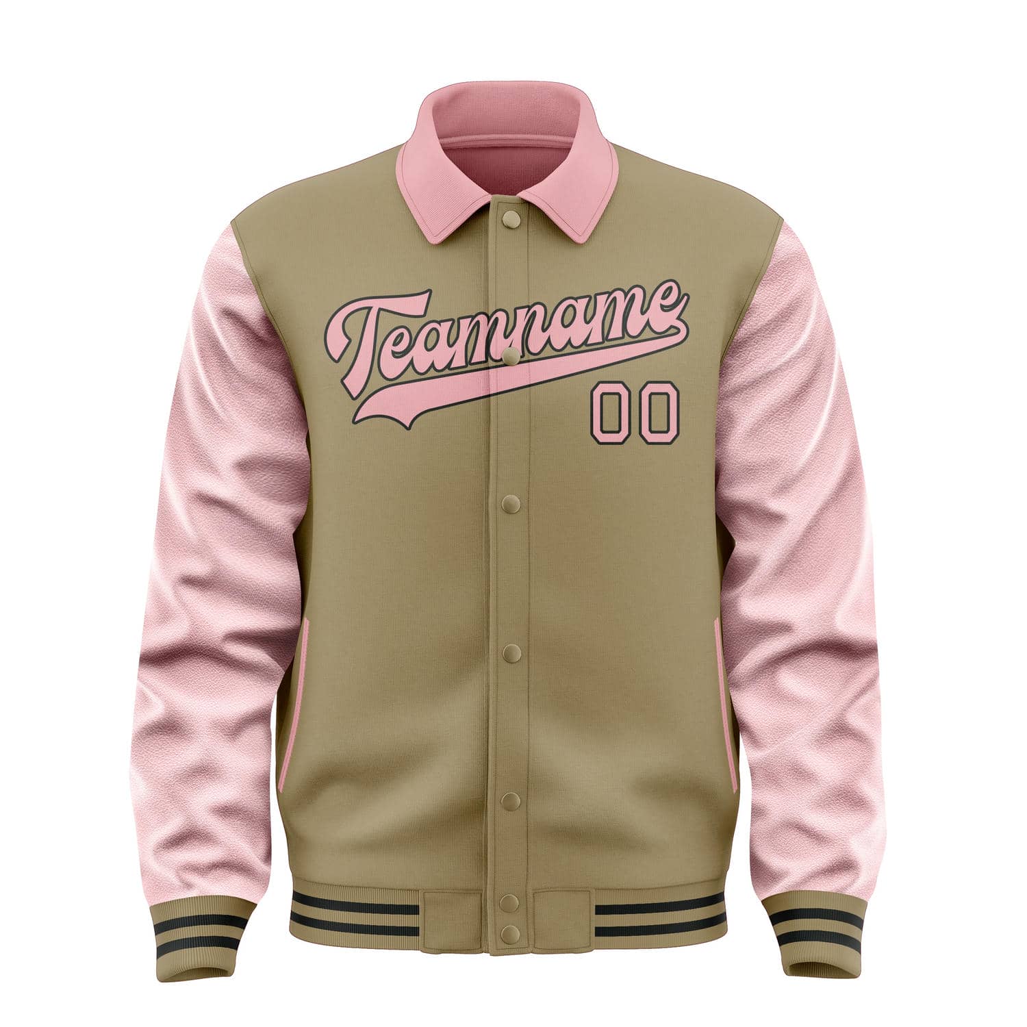 Maßgeschneidertes Hellkhaki Rosa Jacke